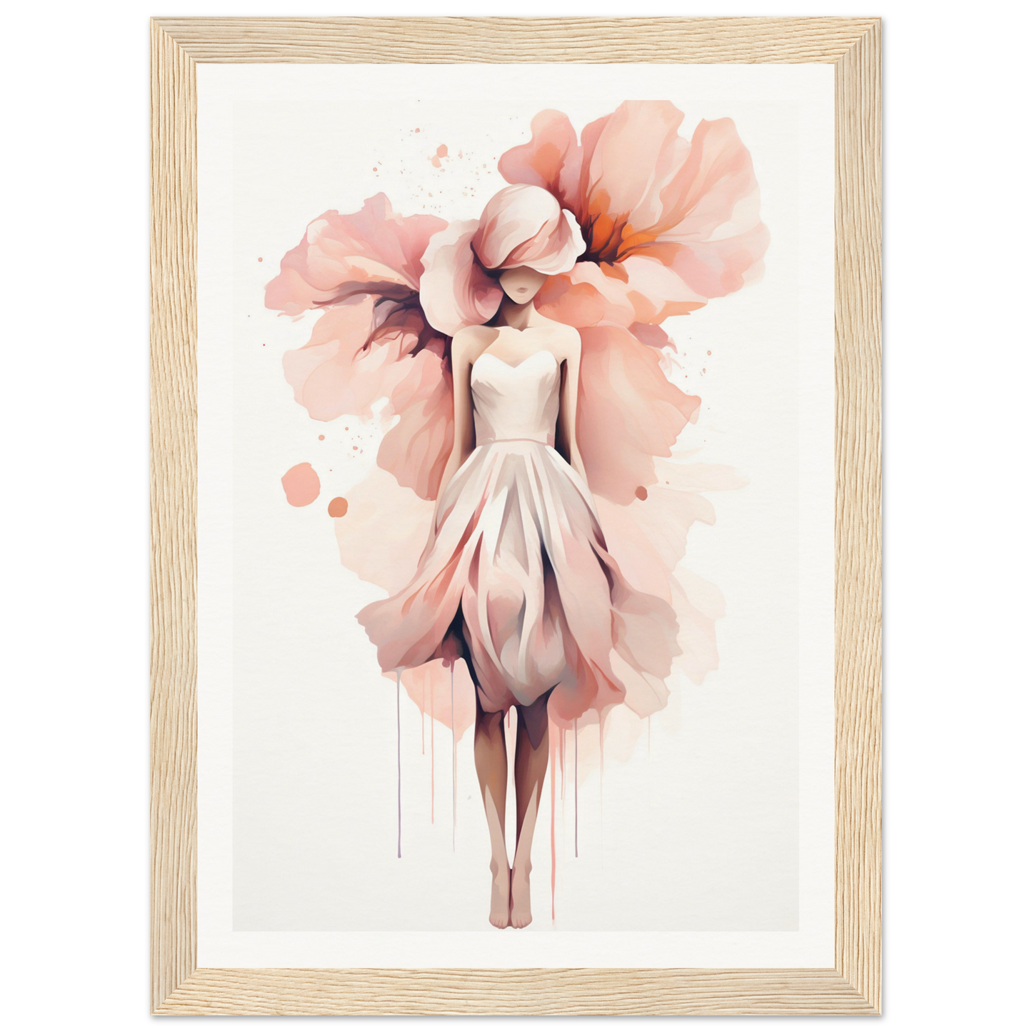 A pink flower in a wooden frame