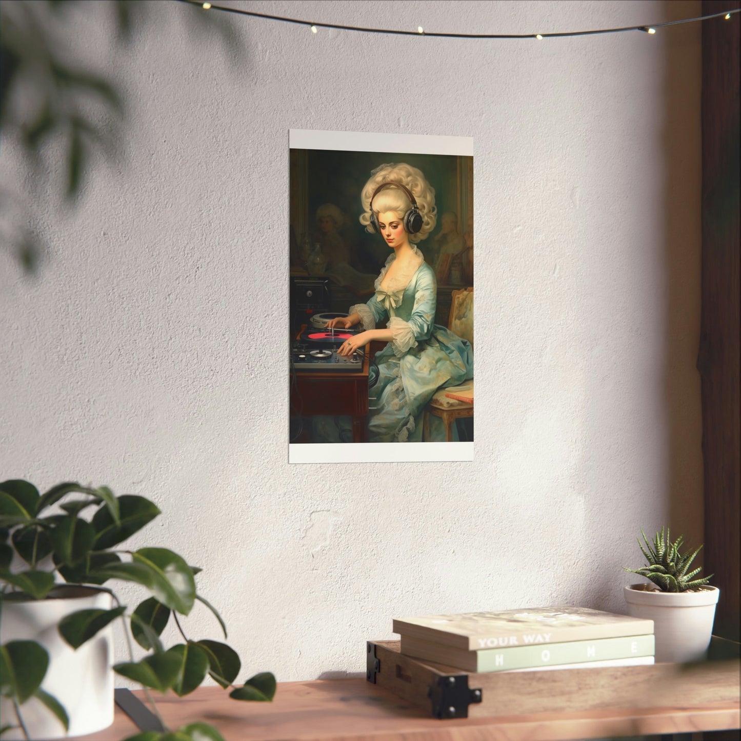 A painting of a woman playing the piano