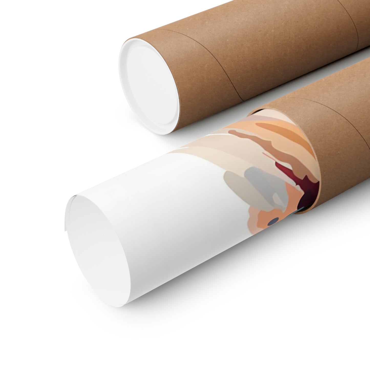 Two rolls of brown paper with a brown and white pattern