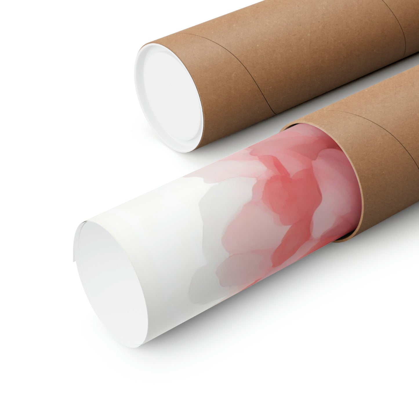 Two rolls of toilet paper with a pink and white design