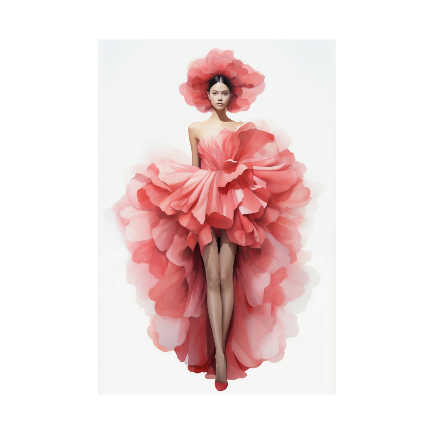 A woman in a pink dress and hat