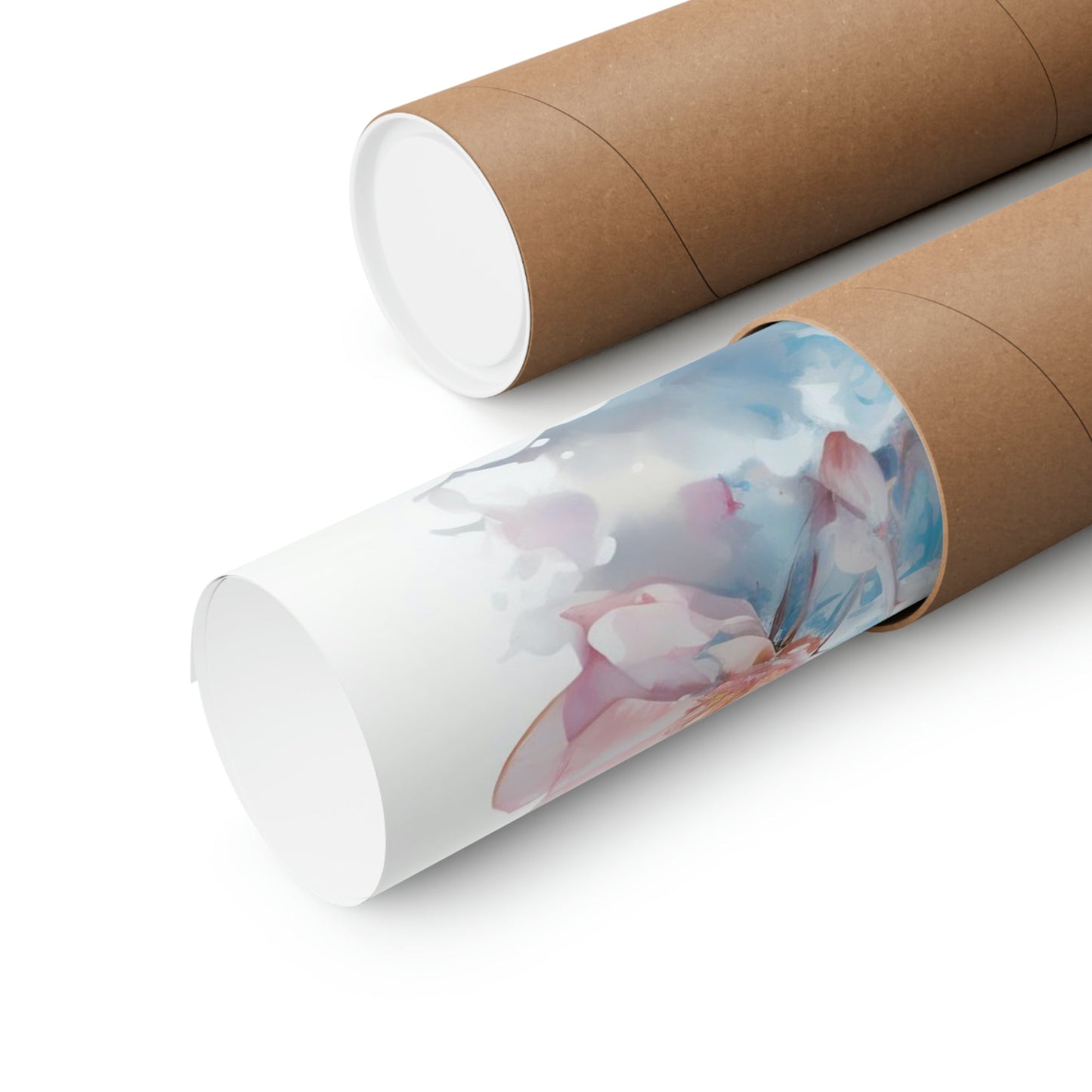 Two rolls of toilet paper with a floral design