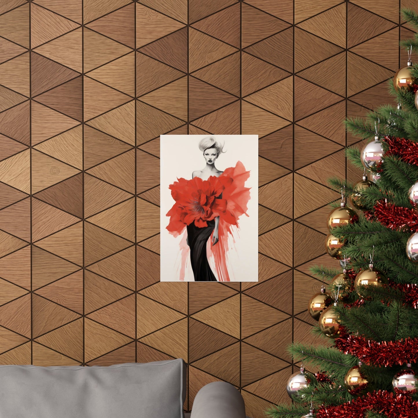 A christmas tree with a red bow on it