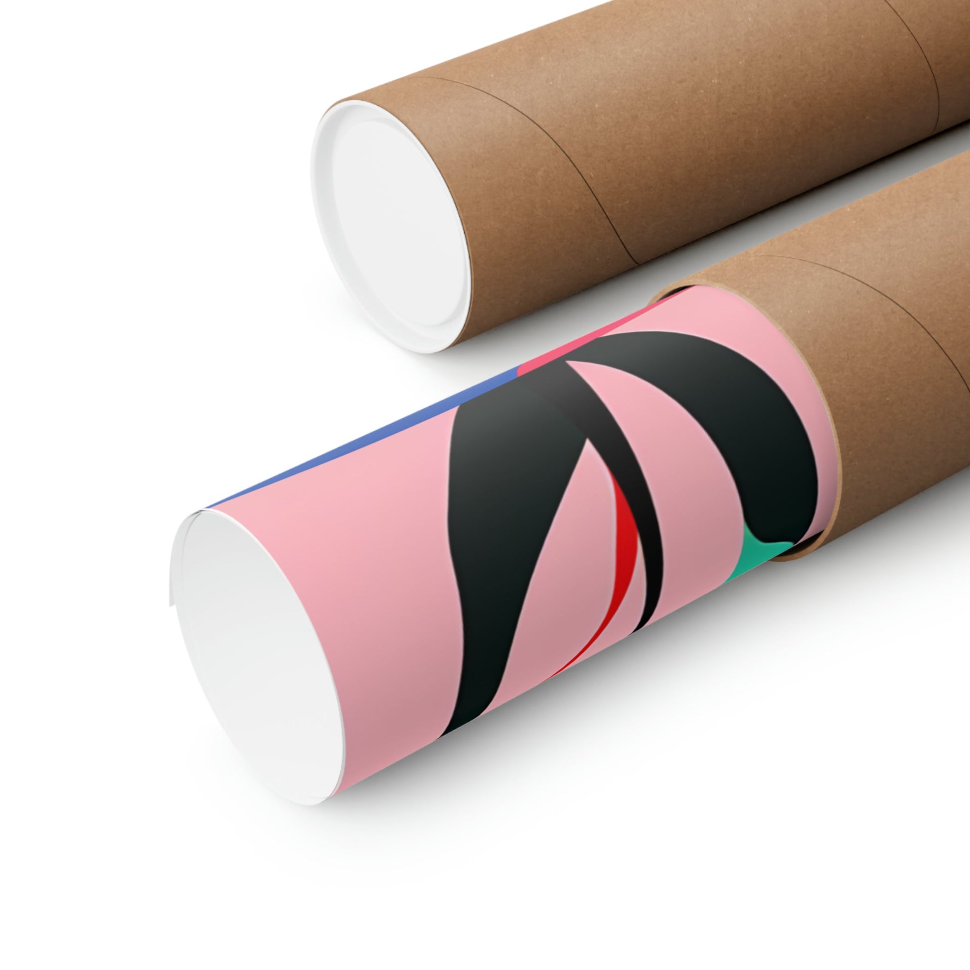 Two rolls of toilet paper with a pink and green design