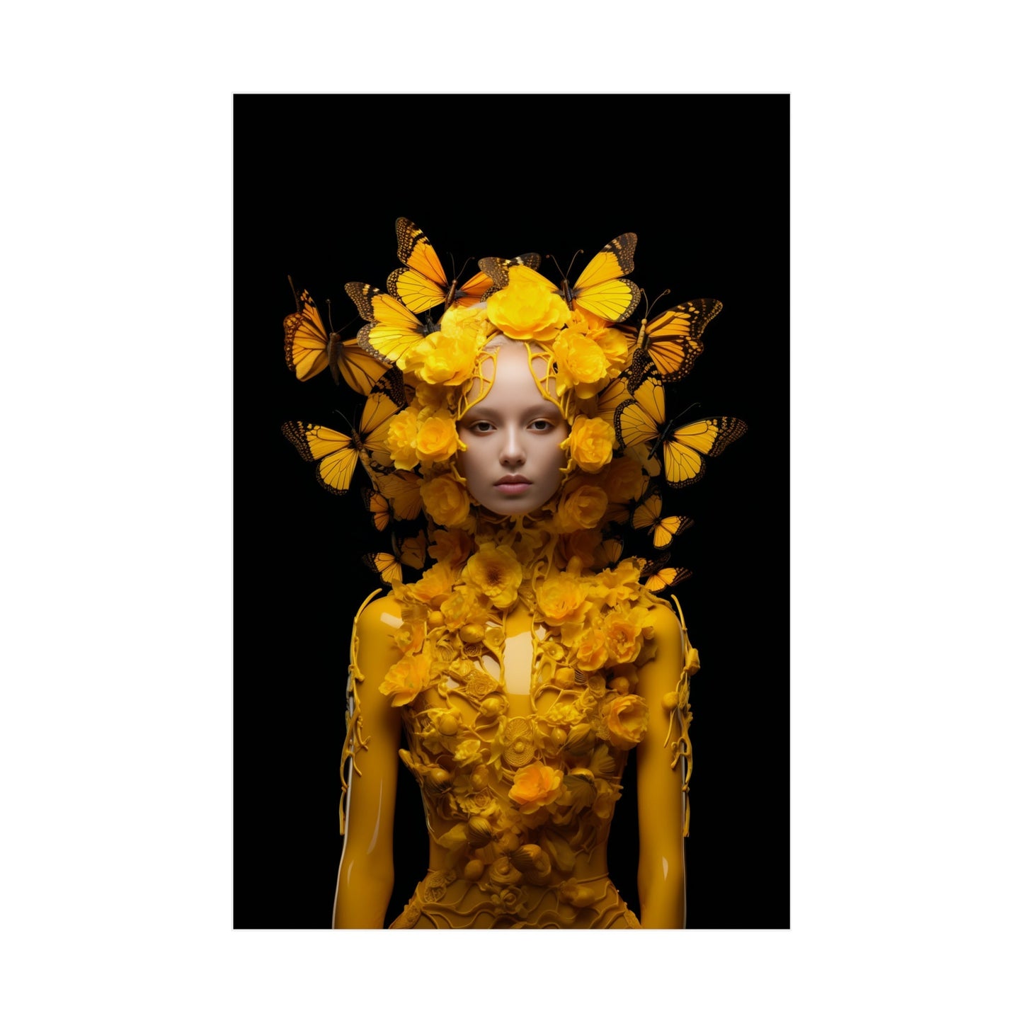 A woman with yellow flowers on her head