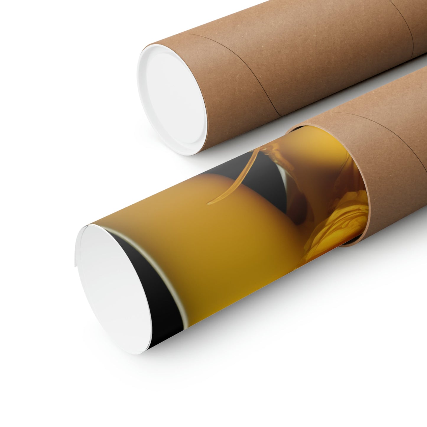 Two rolls of brown paper with a roll of brown paper