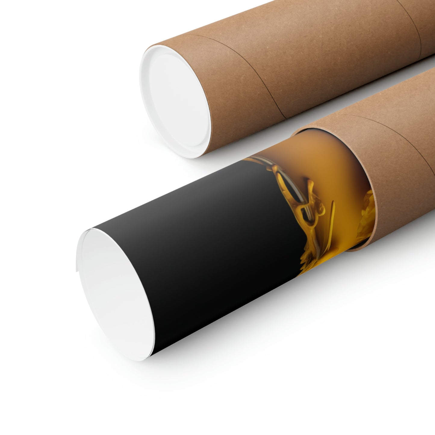 Two empty brown paper tubes with a black tube