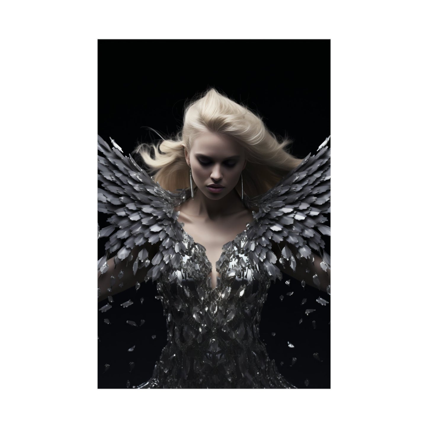 A woman with wings on her body
