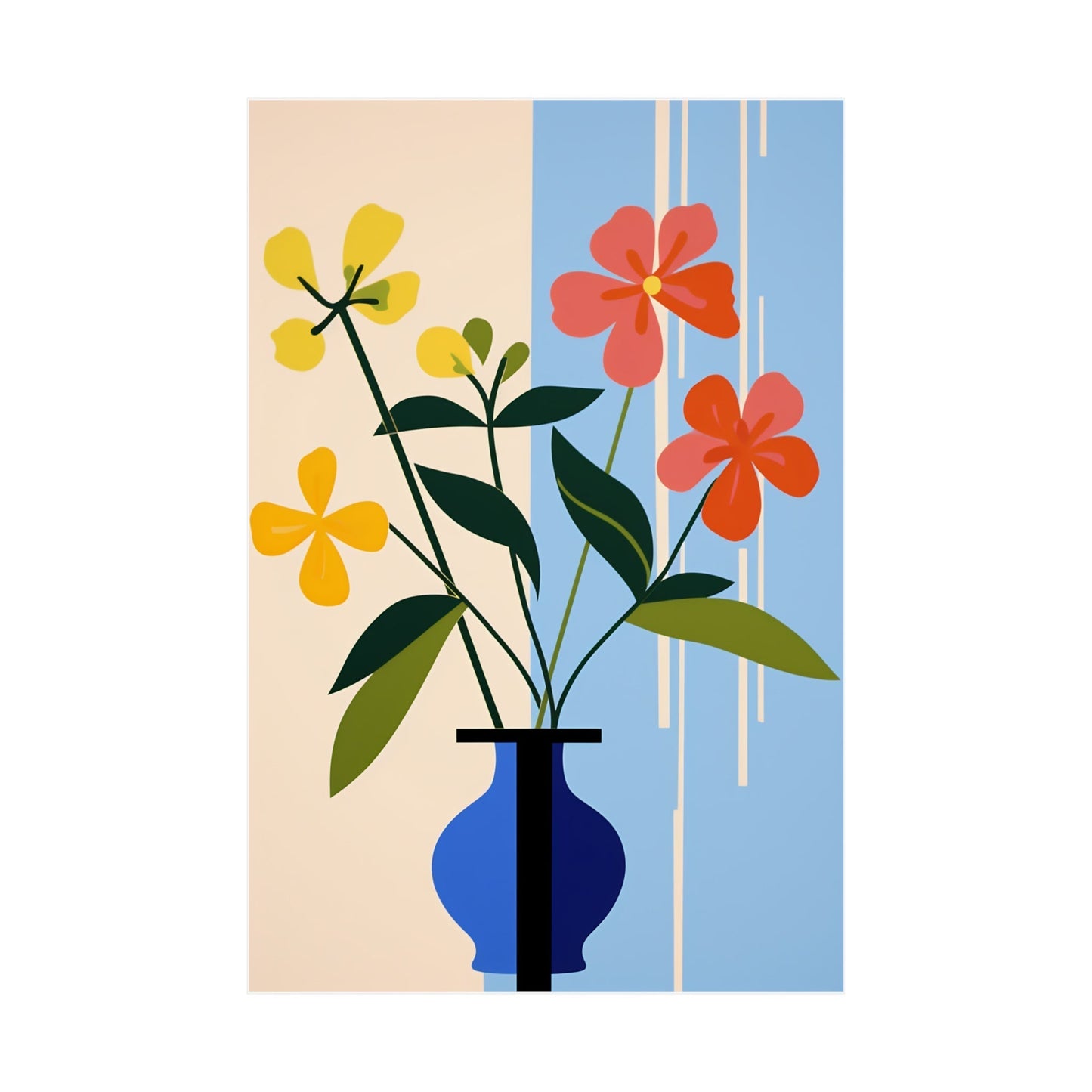 A painting of flowers in a vase