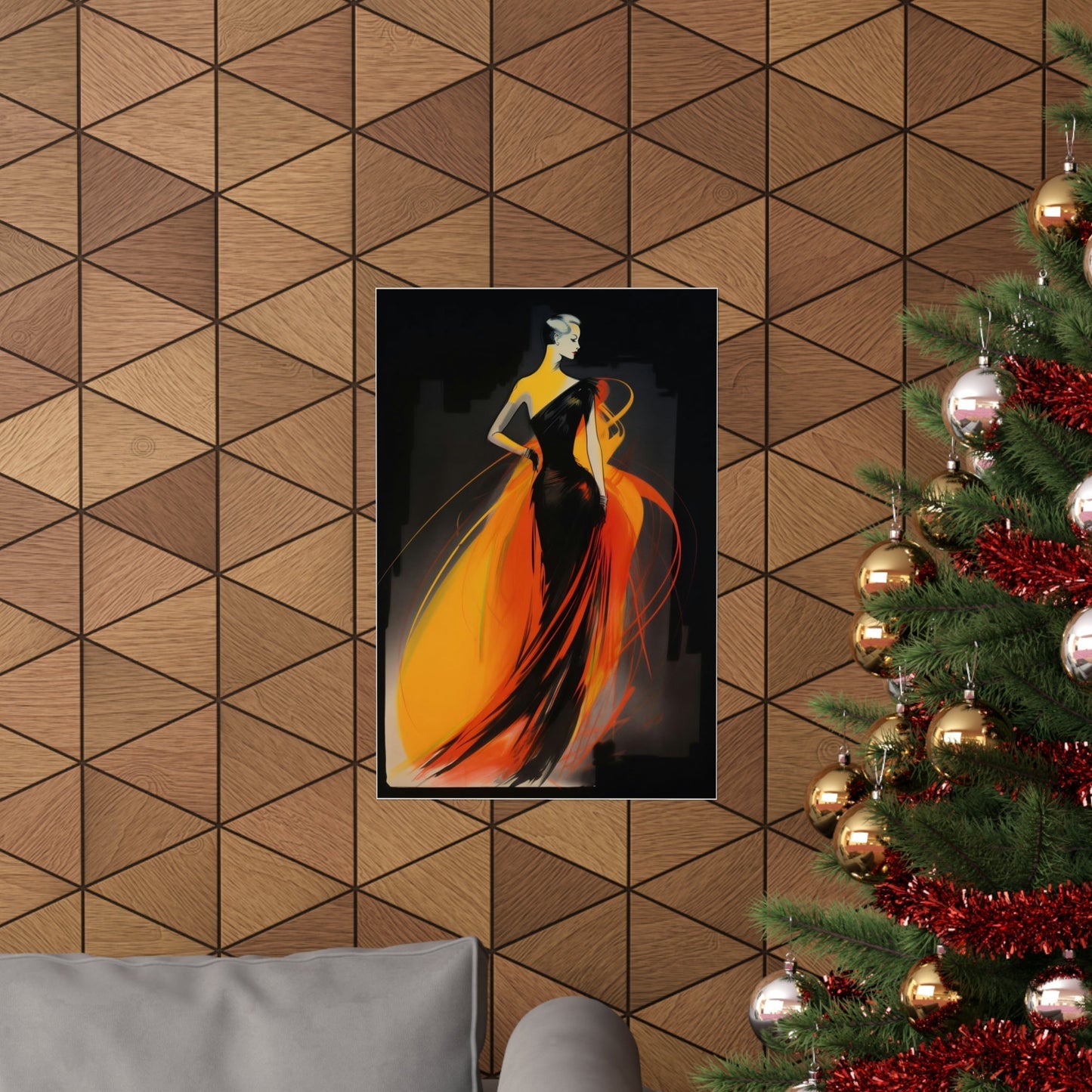 A christmas tree with a christmas tree in the background