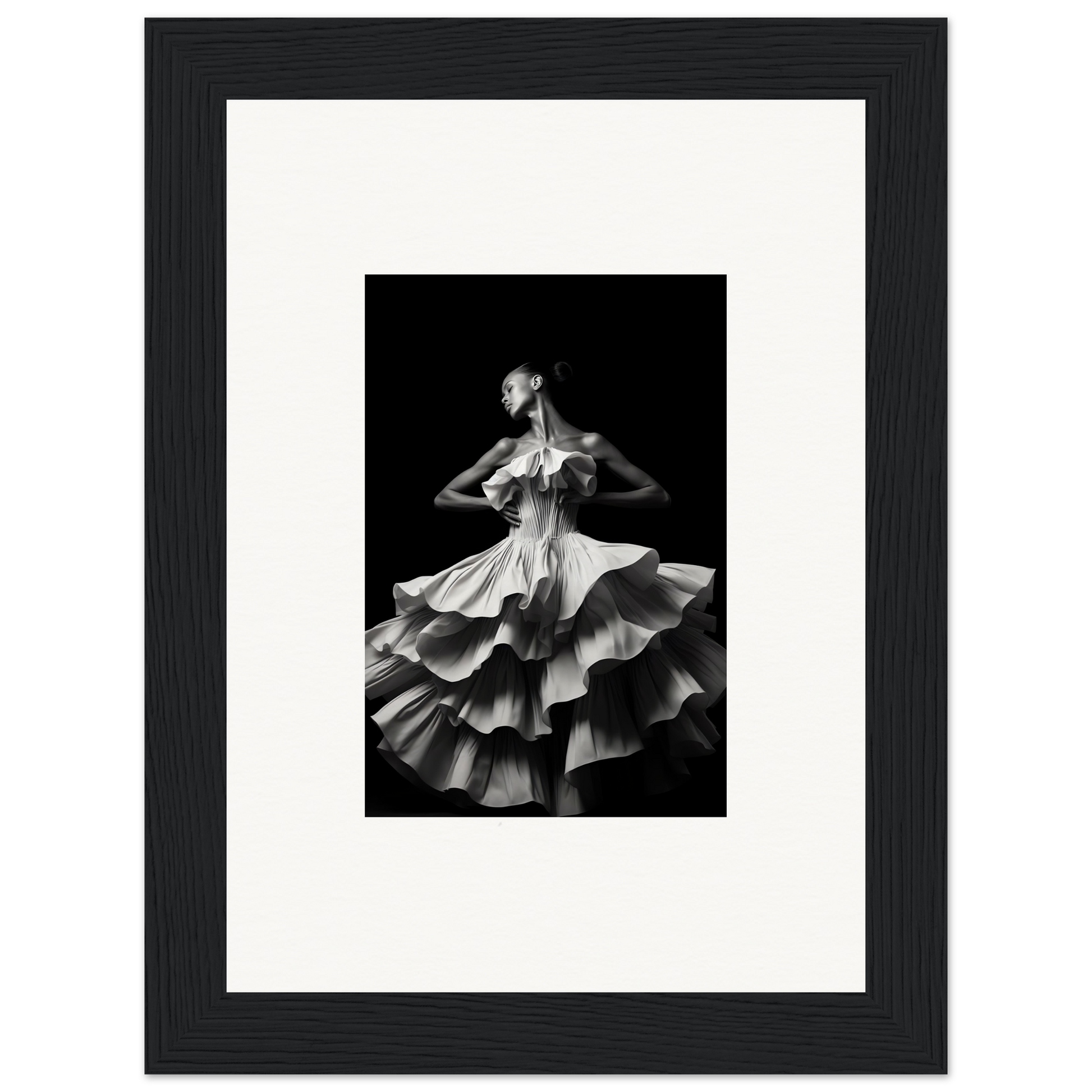 Dancer in a flowing, multi-layered dress captured mid-twirl.
