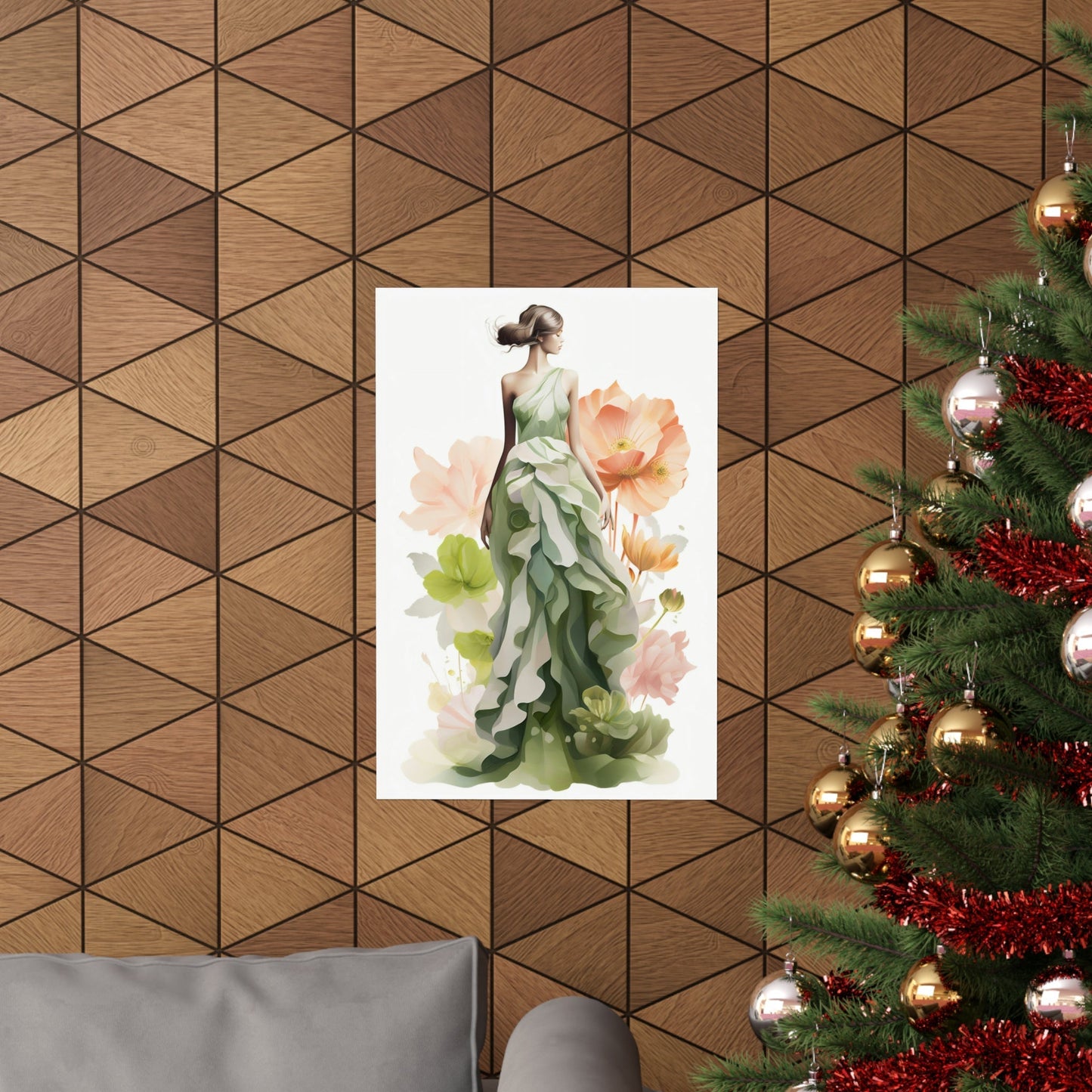 A christmas tree with a christmas tree in the background