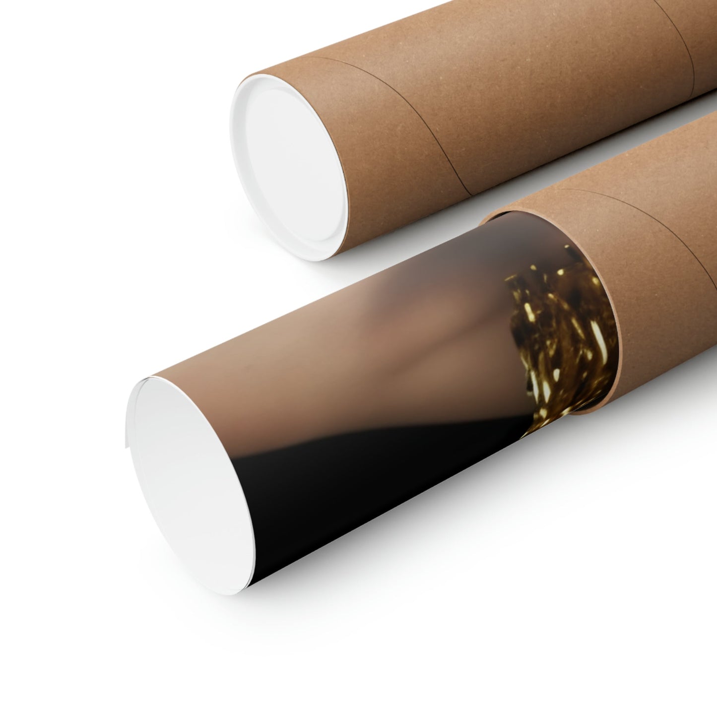 Two rolls of brown paper with a gold foil foil on top