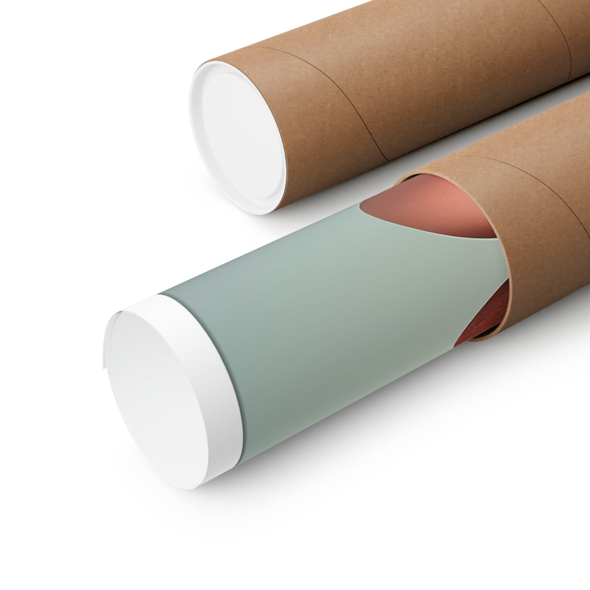 Two rolls of brown paper with a green and white color