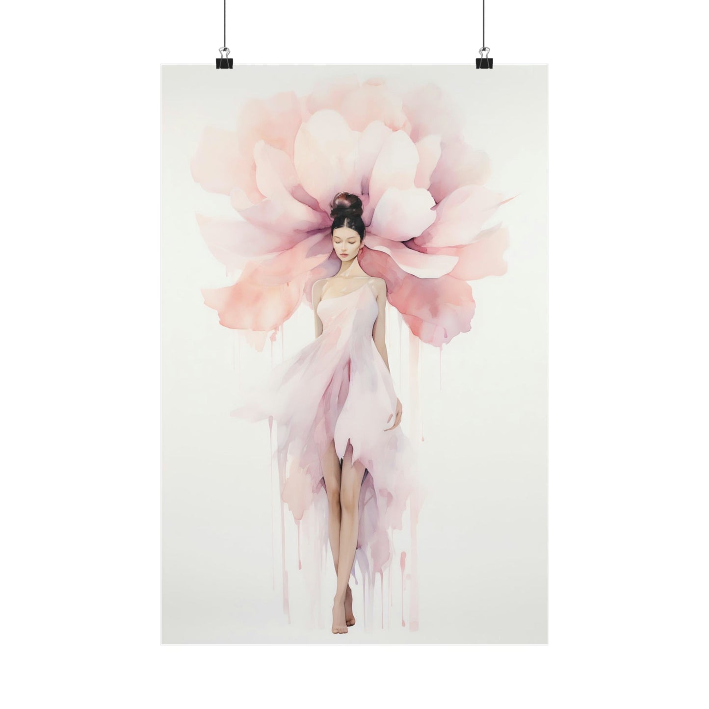 A woman with a large pink flower on her head