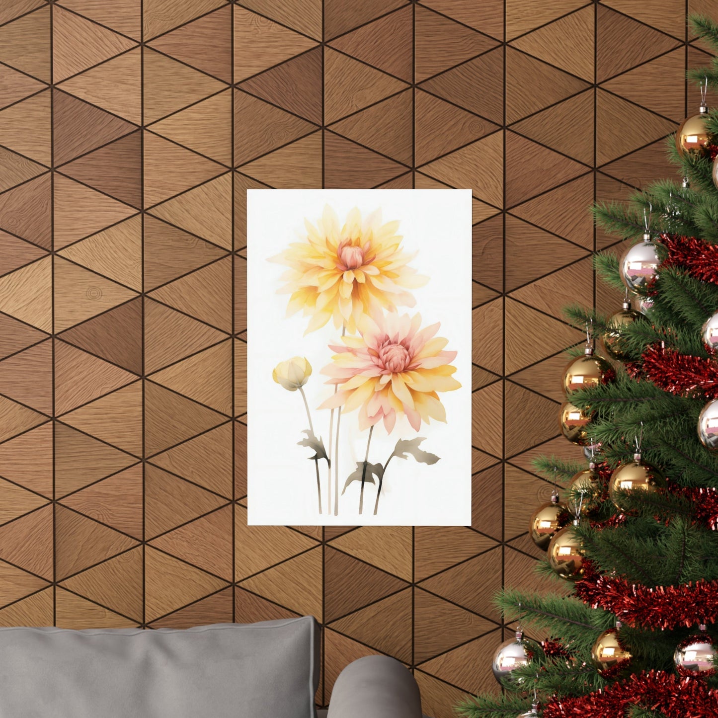 A christmas tree with a flower on it