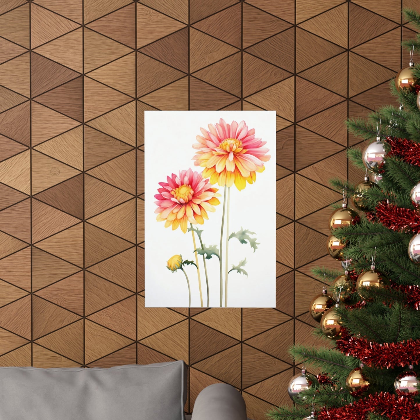 A christmas tree with a flower on it