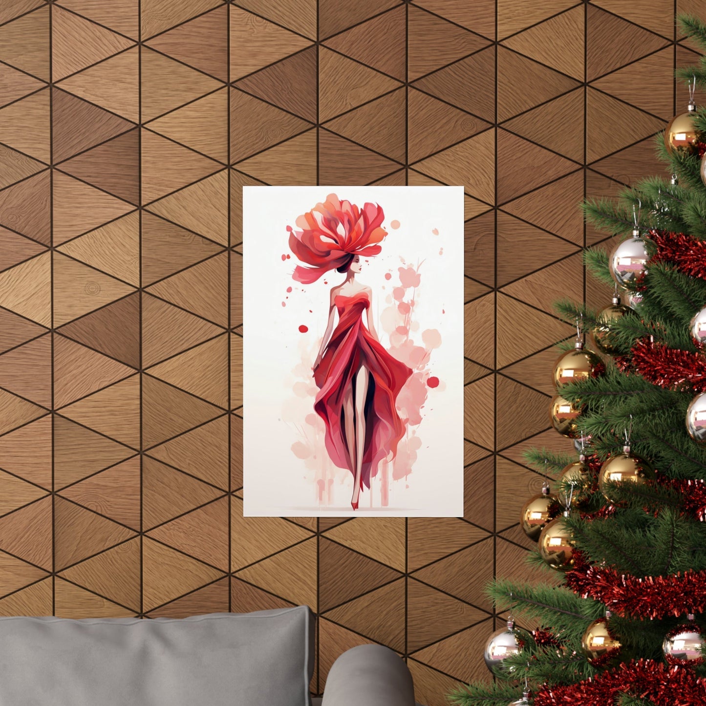 A christmas tree with a red bow on it