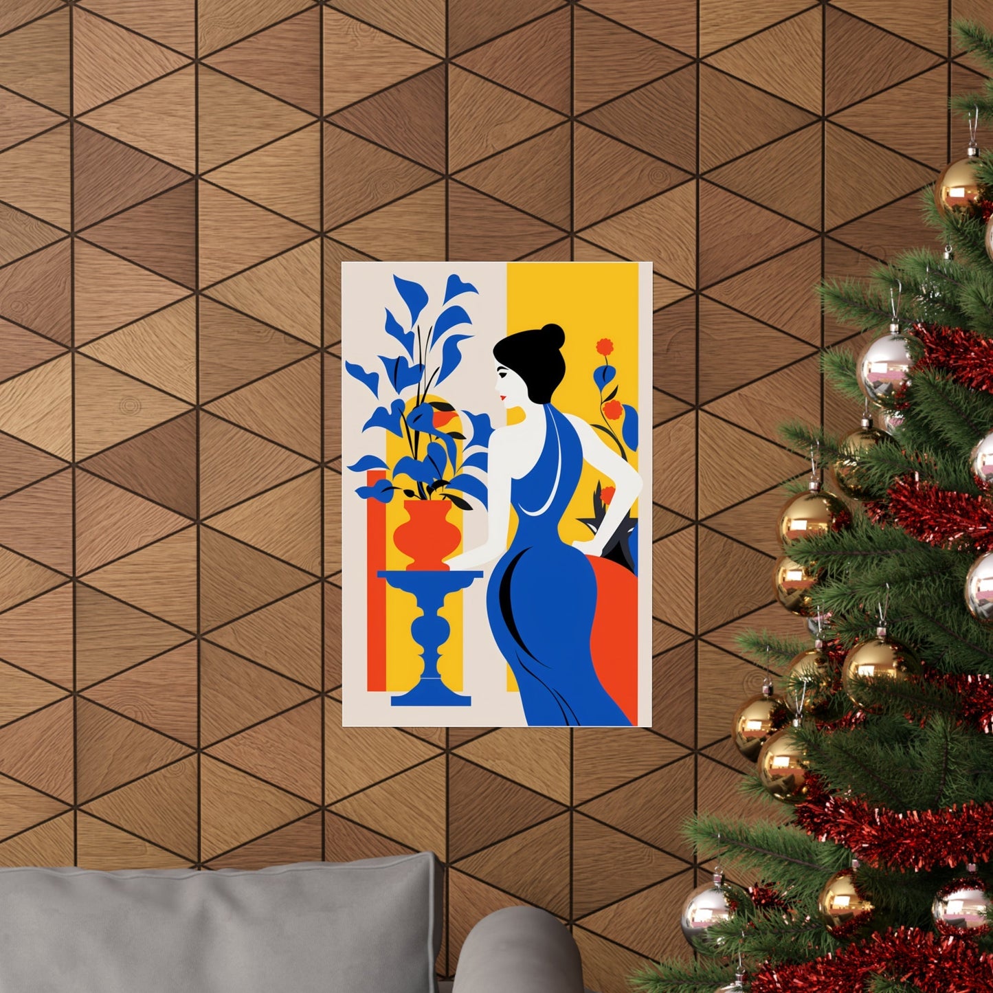 A christmas tree with a christmas tree in the background