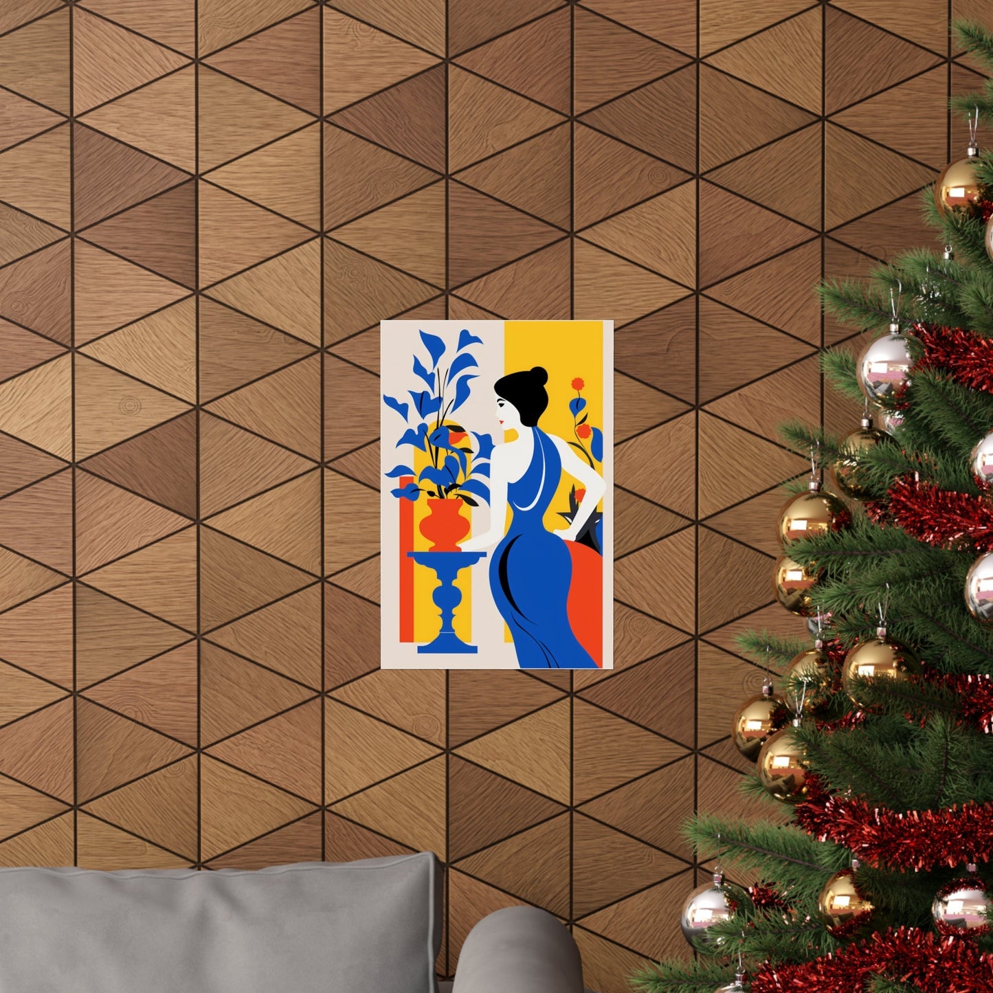 A christmas tree with a christmas tree in the background