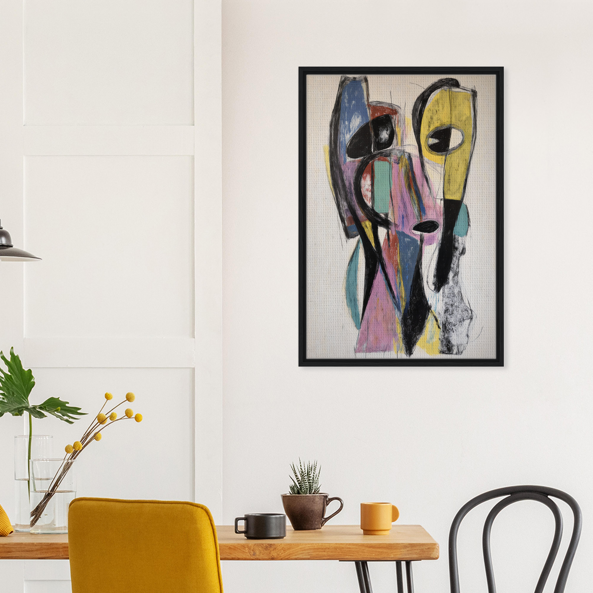 Abstract portrait painting featuring colorful geometric shapes from Prismatic Pulse Mindcompass