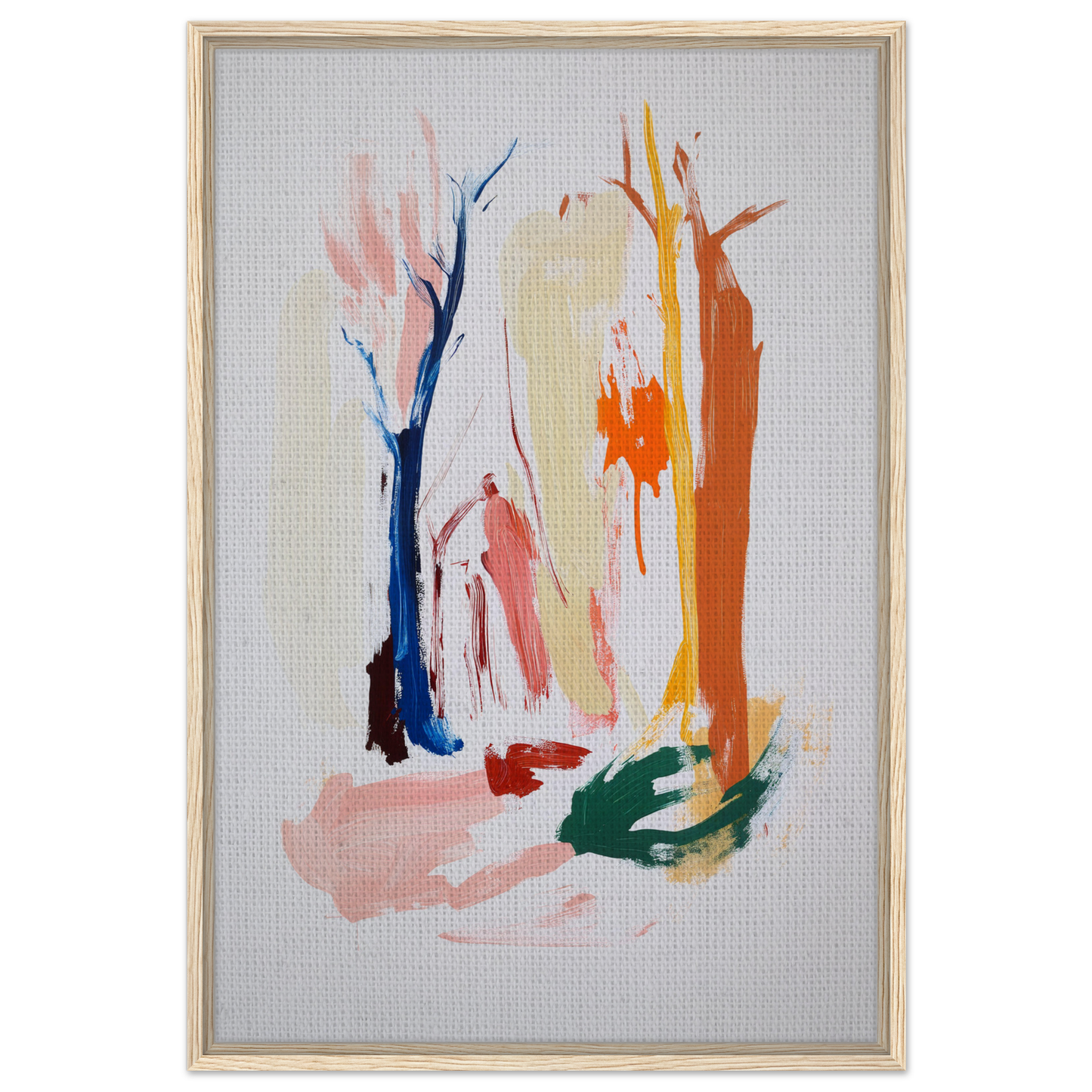 Abstract painting with colorful brushstrokes resembling trees for Psilocynic Tree Whisper