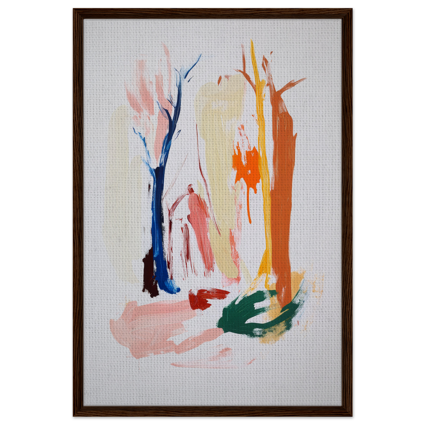 Abstract painting with colorful brushstrokes resembling trees in Psilocynic Tree Whisper