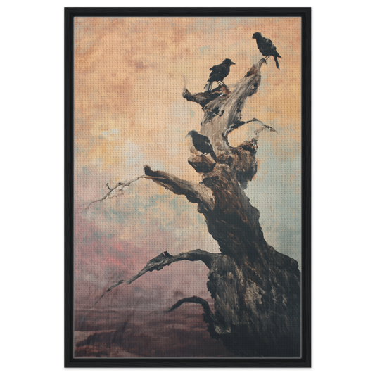 Gnarled tree with birds silhouettes, ideal for Ravens Rapture Dreaming room decor