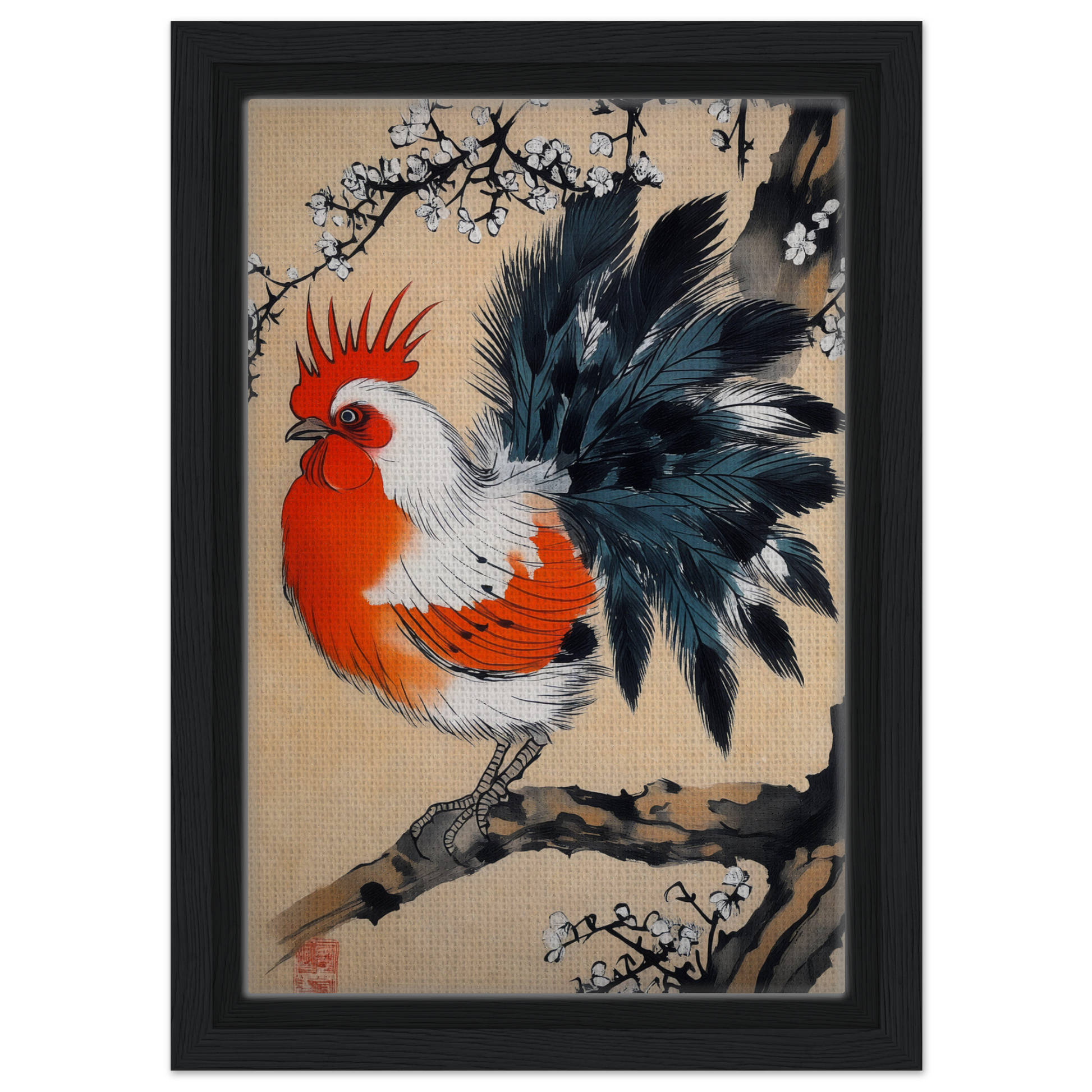 Colorful rooster with vibrant plumage in Rooster’s Dawnsong Reverie room decor