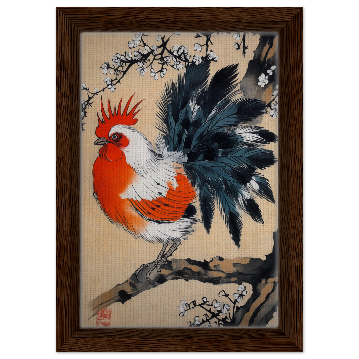 Colorful rooster with vibrant plumage featured in Rooster’s Dawnsong Reverie room decor