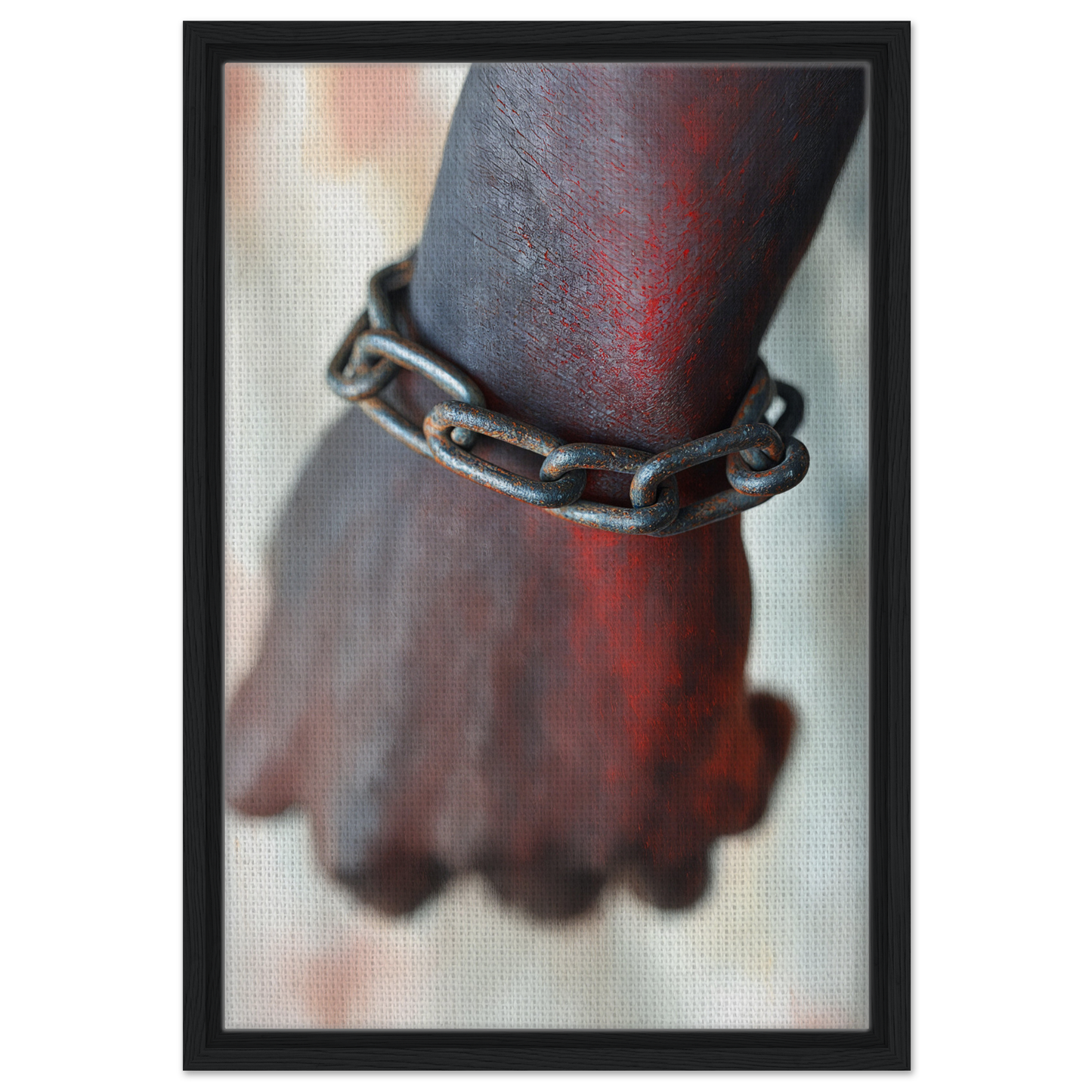 Metal chain bracelet on dark-skinned wrist from Rustbound Reverie, enhancing room decor