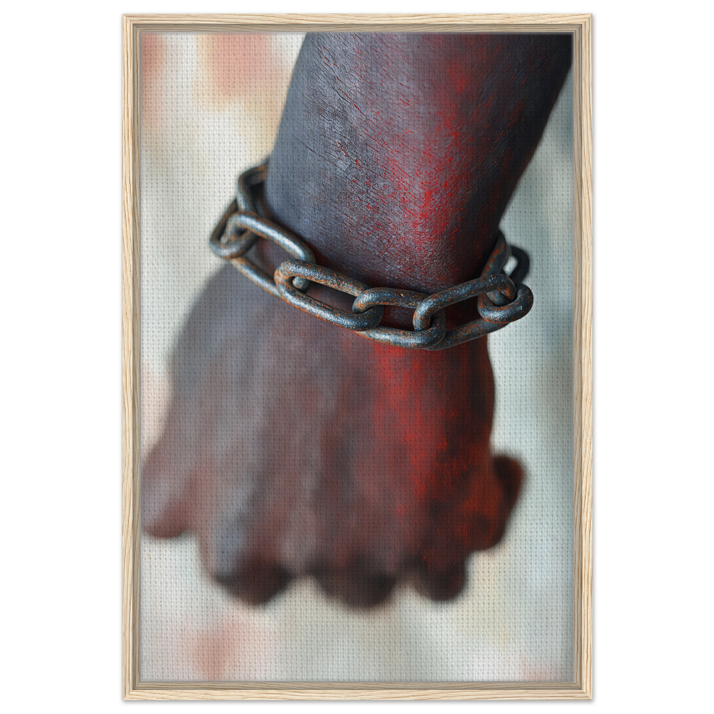Dark-skinned wrist adorned with a metal chain bracelet from Rustbound Reverie collection