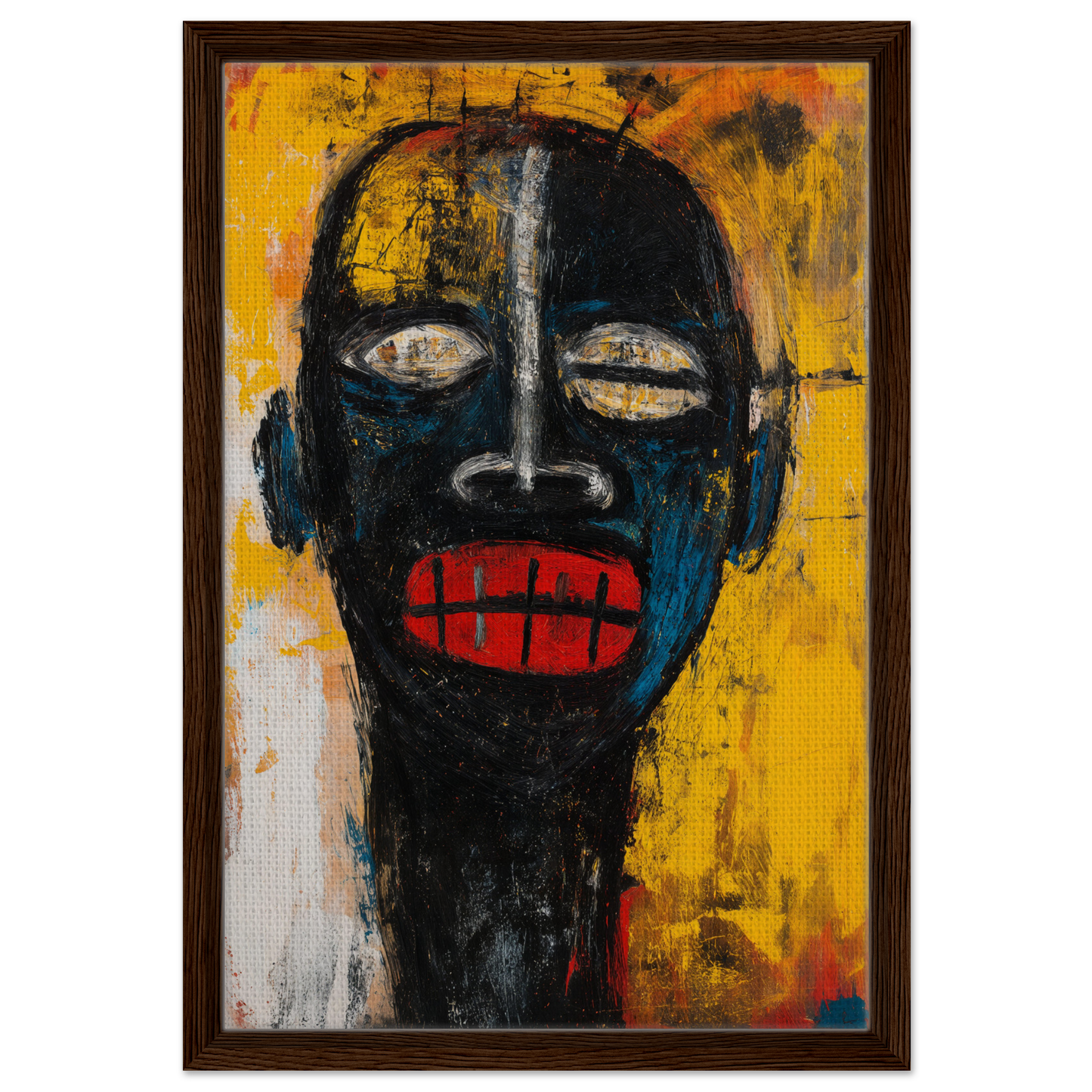 Stylized portrait of vibrant face for Screaming Colorscape Descent room decor