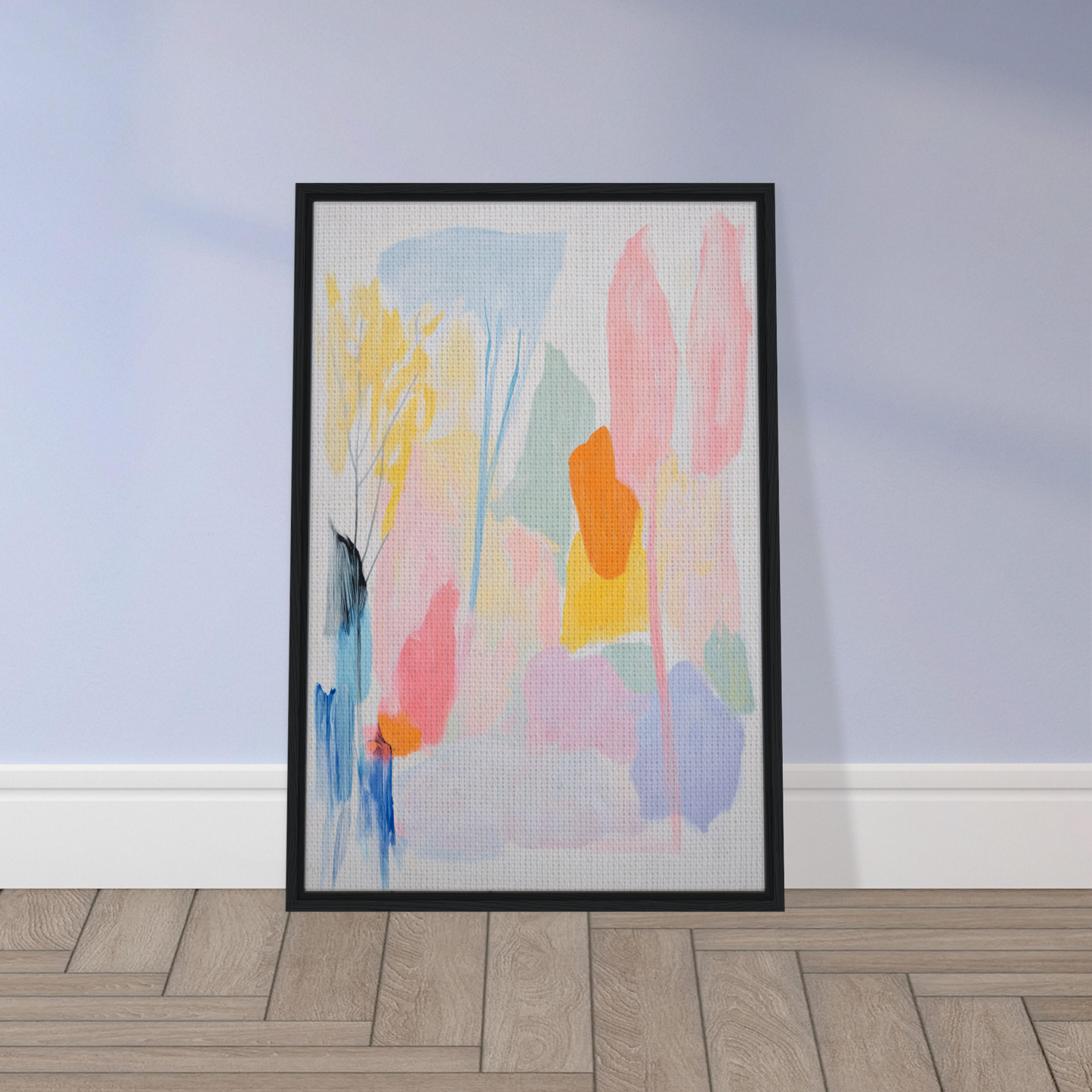 Tranquility Framed Canvas featuring soft pastel brushstrokes in Serenade of Tranquility