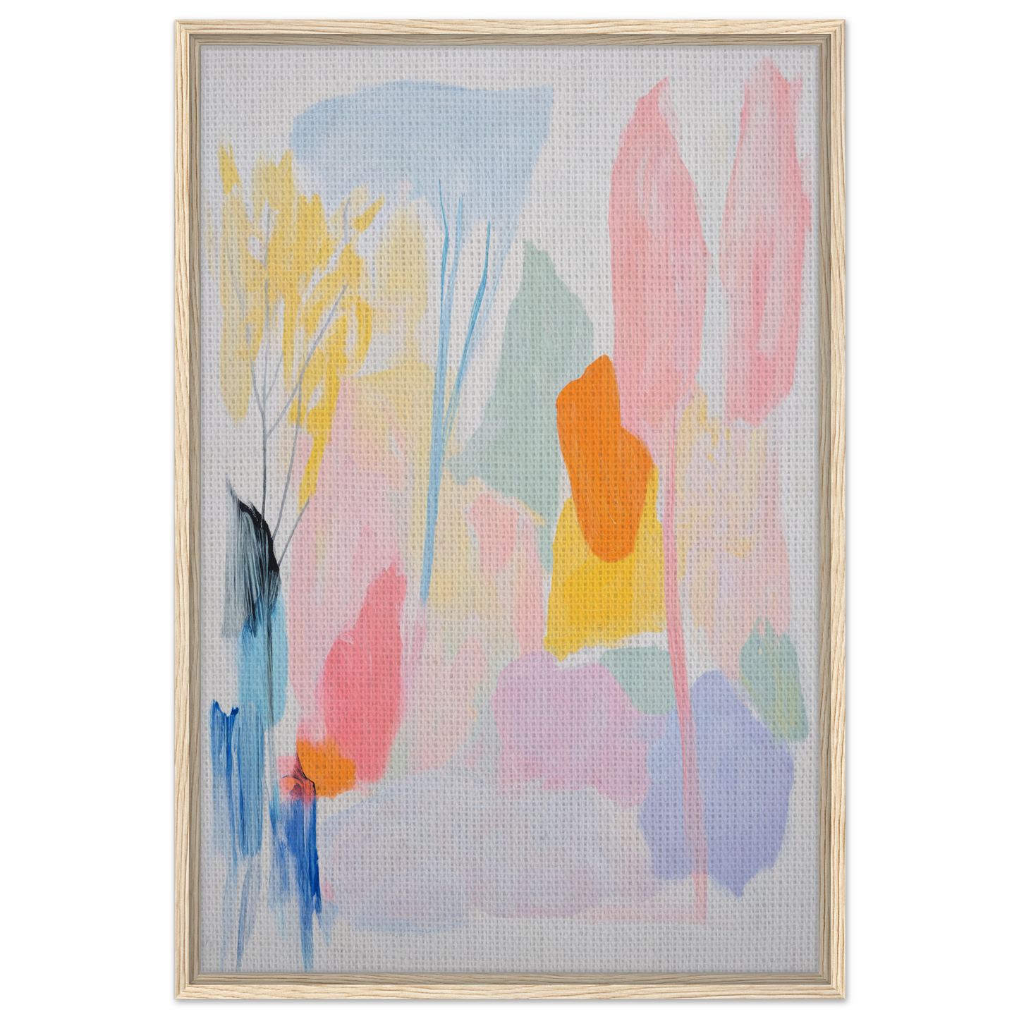 Abstract painting in pastel colors within a tranquility framed canvas by Fashion Oracle