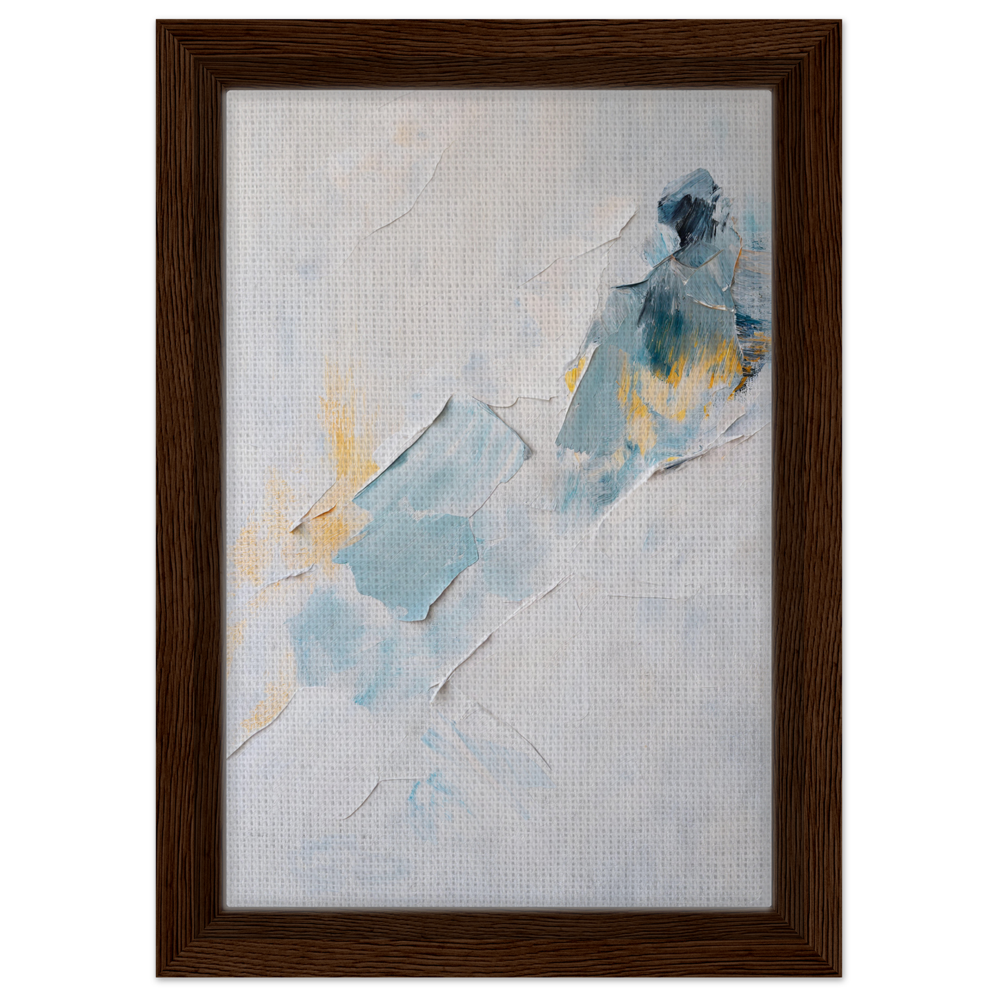 Abstract painting in soft blue, yellow, and white for Serene Color Medley room decor