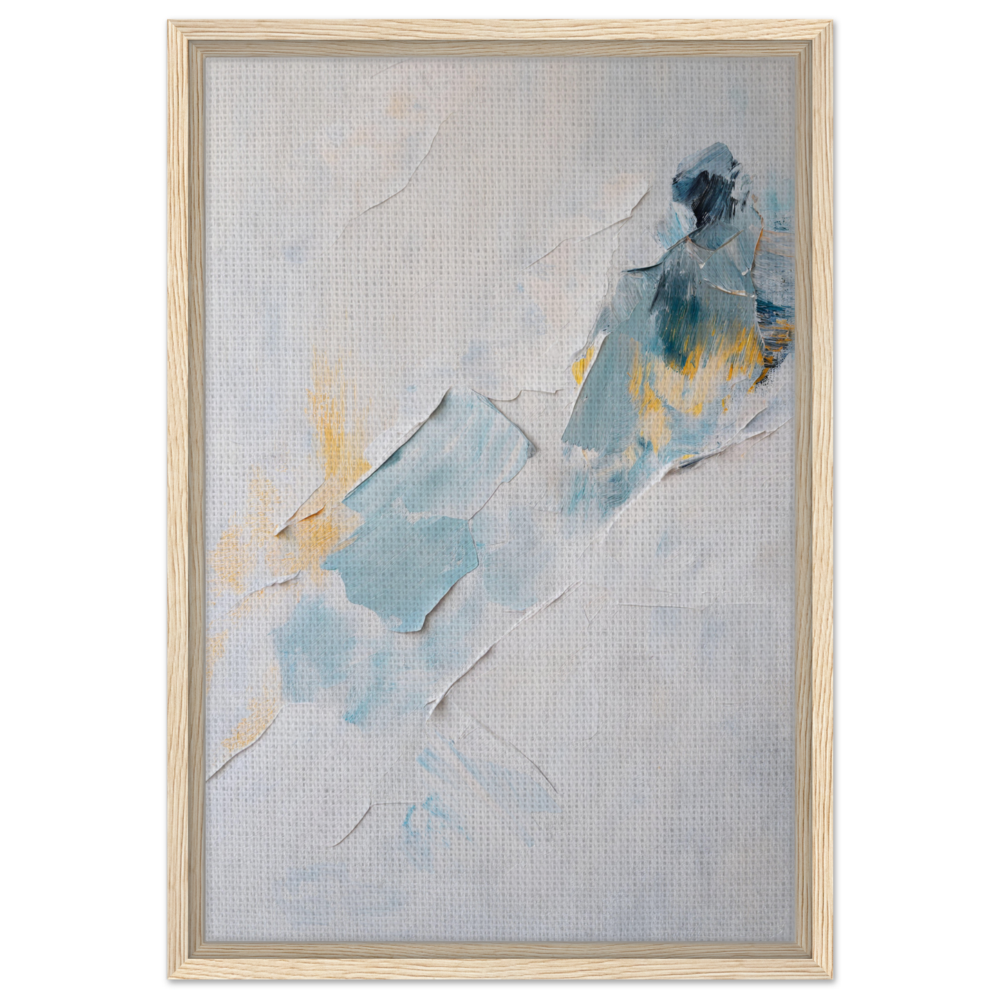 Abstract painting in soft blue, gray, and yellow, perfect for a Serene Color Medley framed canvas print