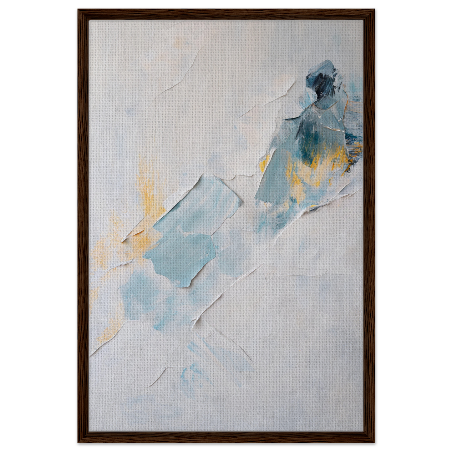 Abstract painting with soft blue and yellow hues for serene color medley room decor