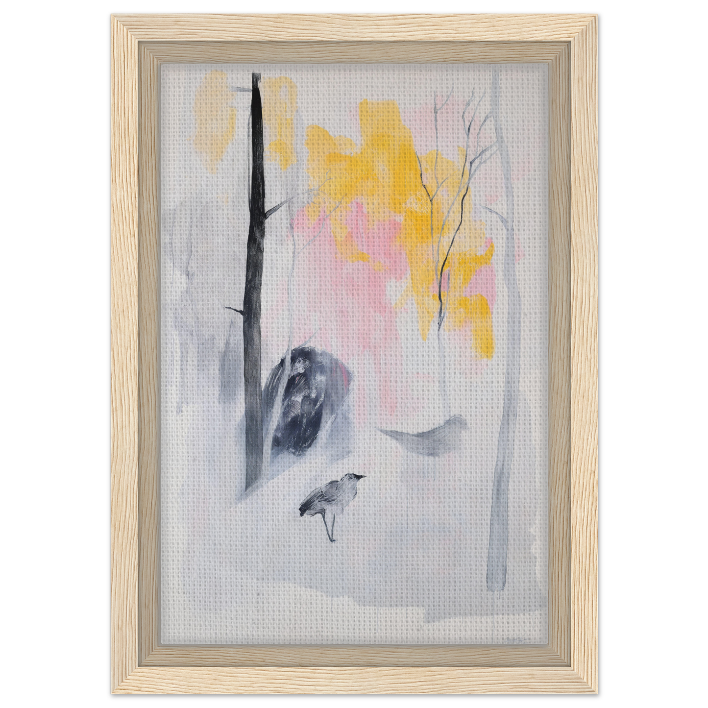 Abstract pastel painting of a minimalist landscape for Serene Dream Forest room decor