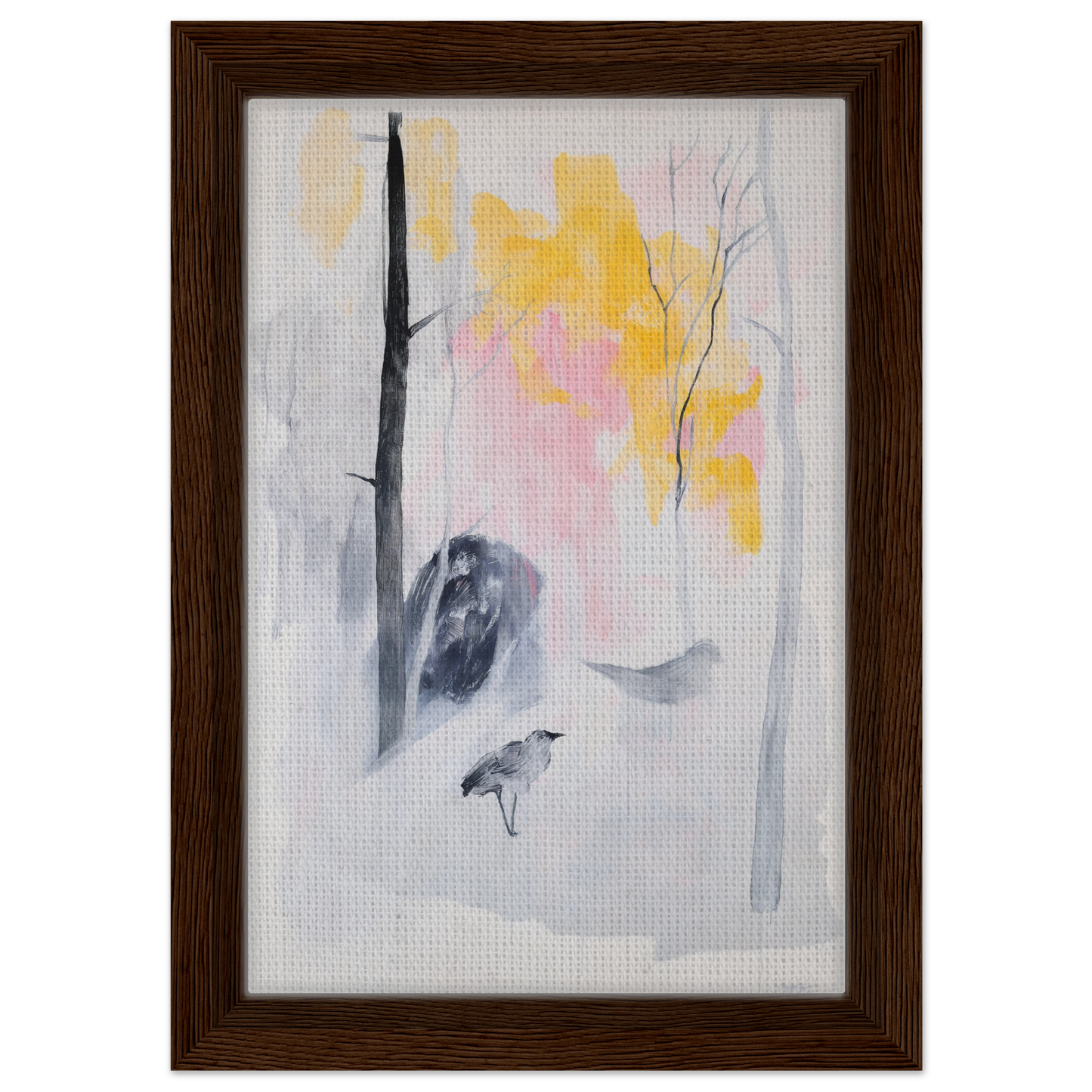 Abstract watercolor painting in soft pastels for Serene Dream Forest room decor