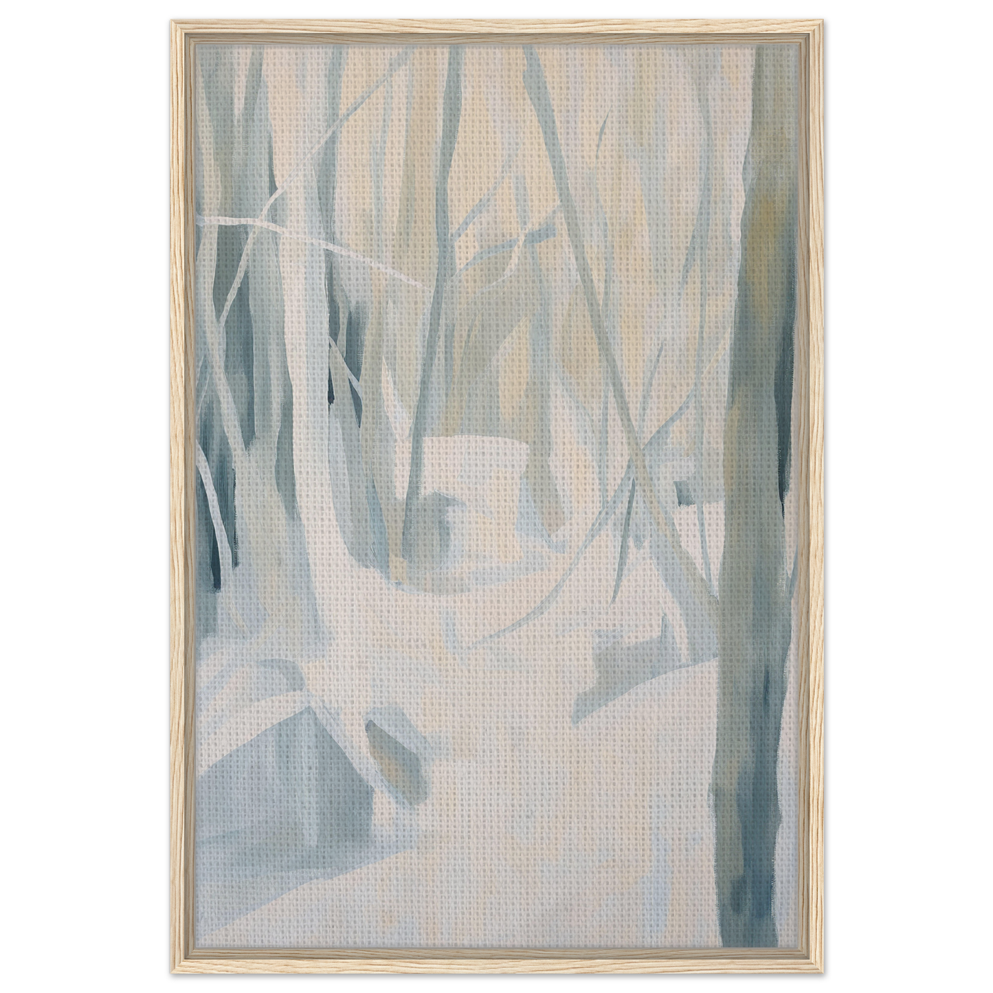 Abstract painting in muted blue and gray tones, perfect for Serene Frost Symphony room decor