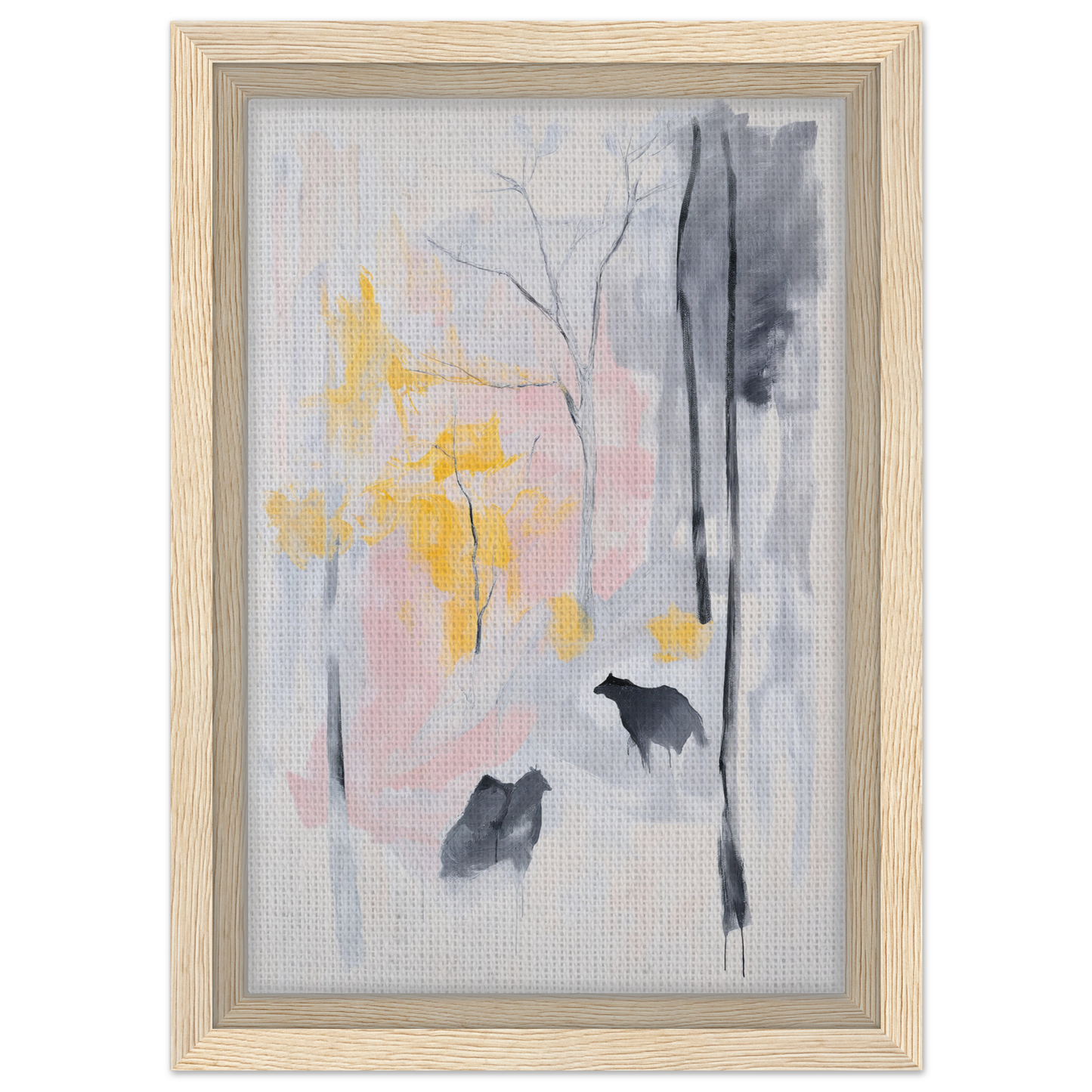 Framed abstract painting of sheep silhouettes in Serenity’s Dream Muttering room decor