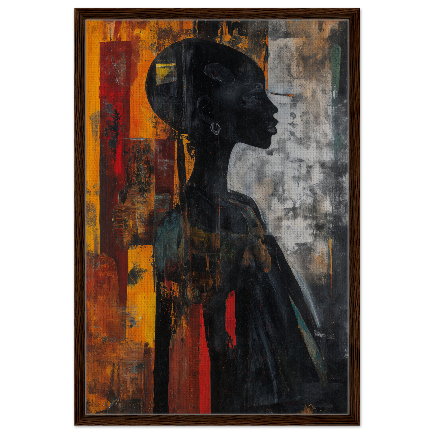 Silhouette of a person’s profile with colorful background for Silhouette’s Fiery Allegory