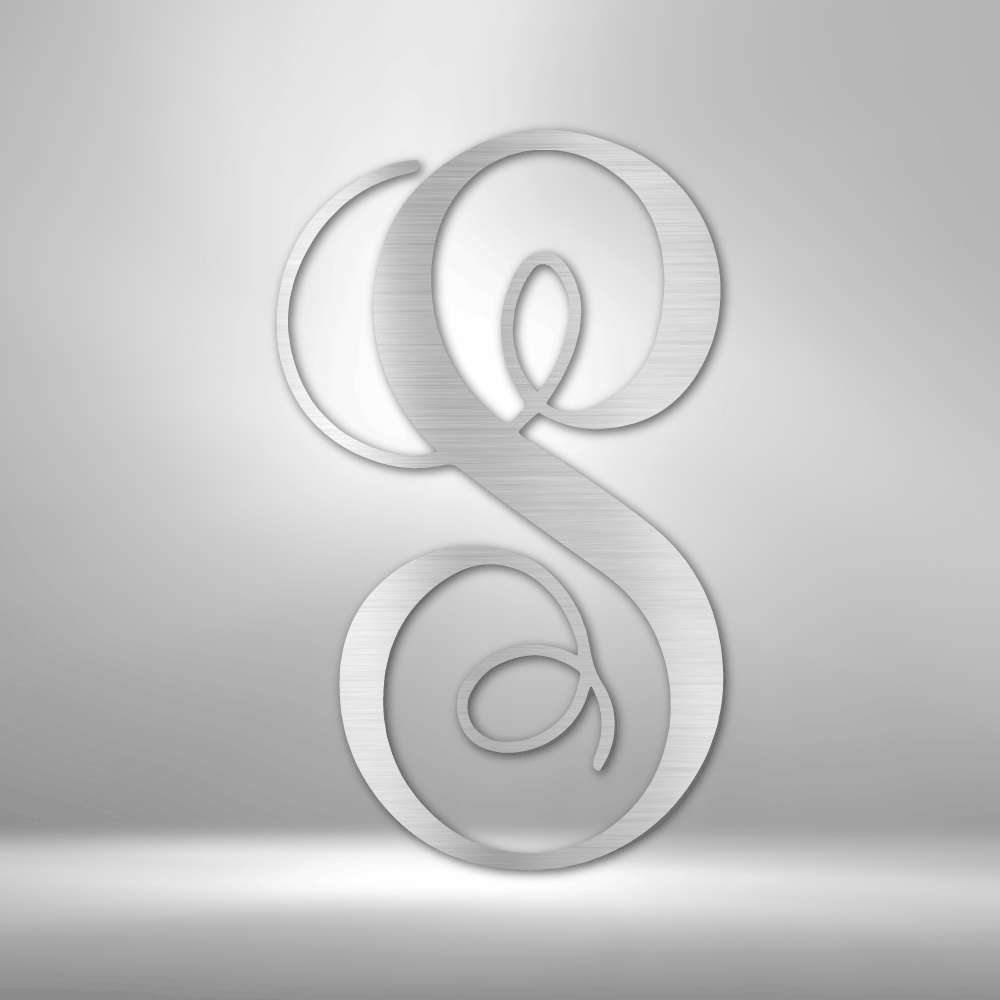 Stylized, three-dimensional letter ’S’ with curving, ribbon-like form.