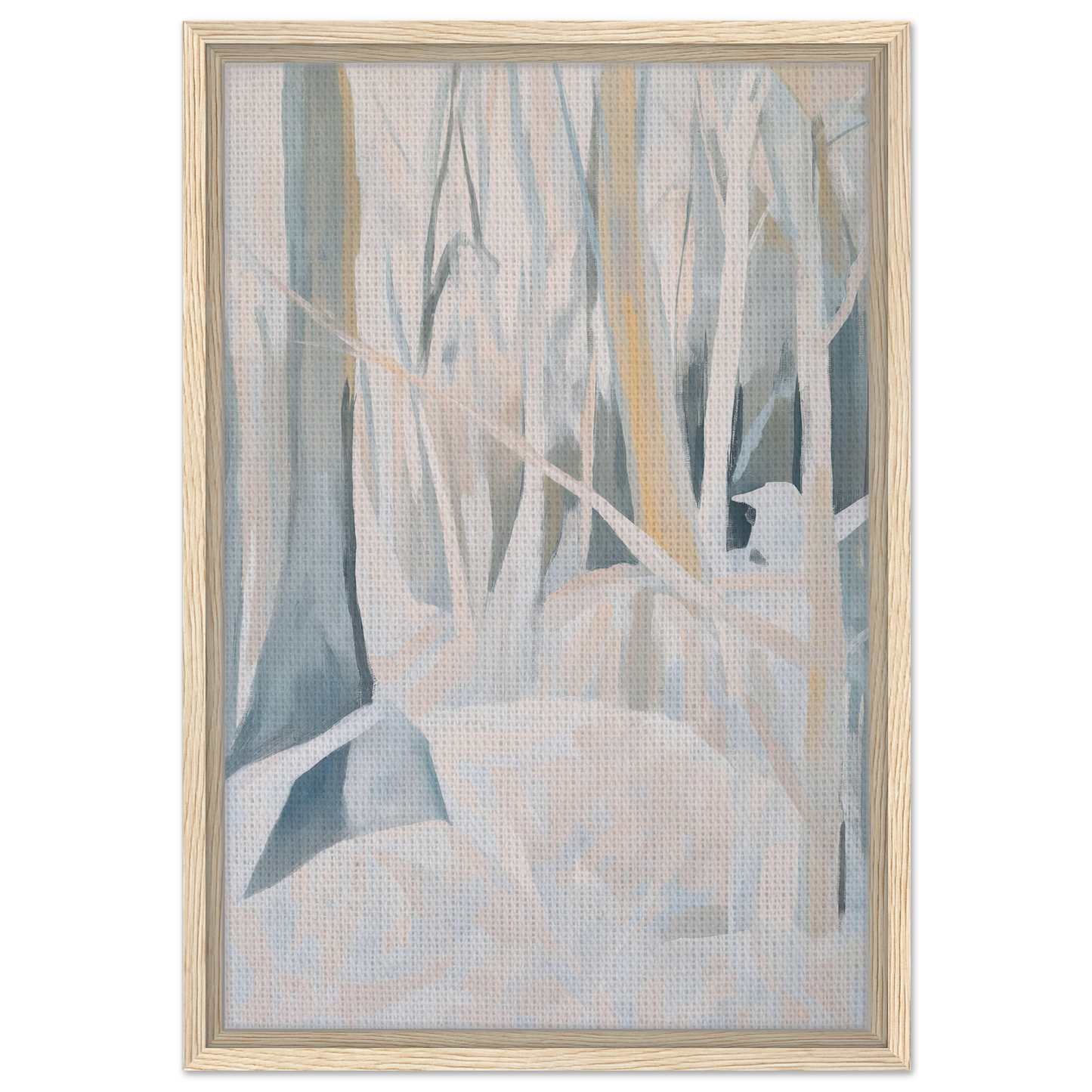 Abstract painting featuring ethereal tree-like forms for Snowed Forest Dreams collection