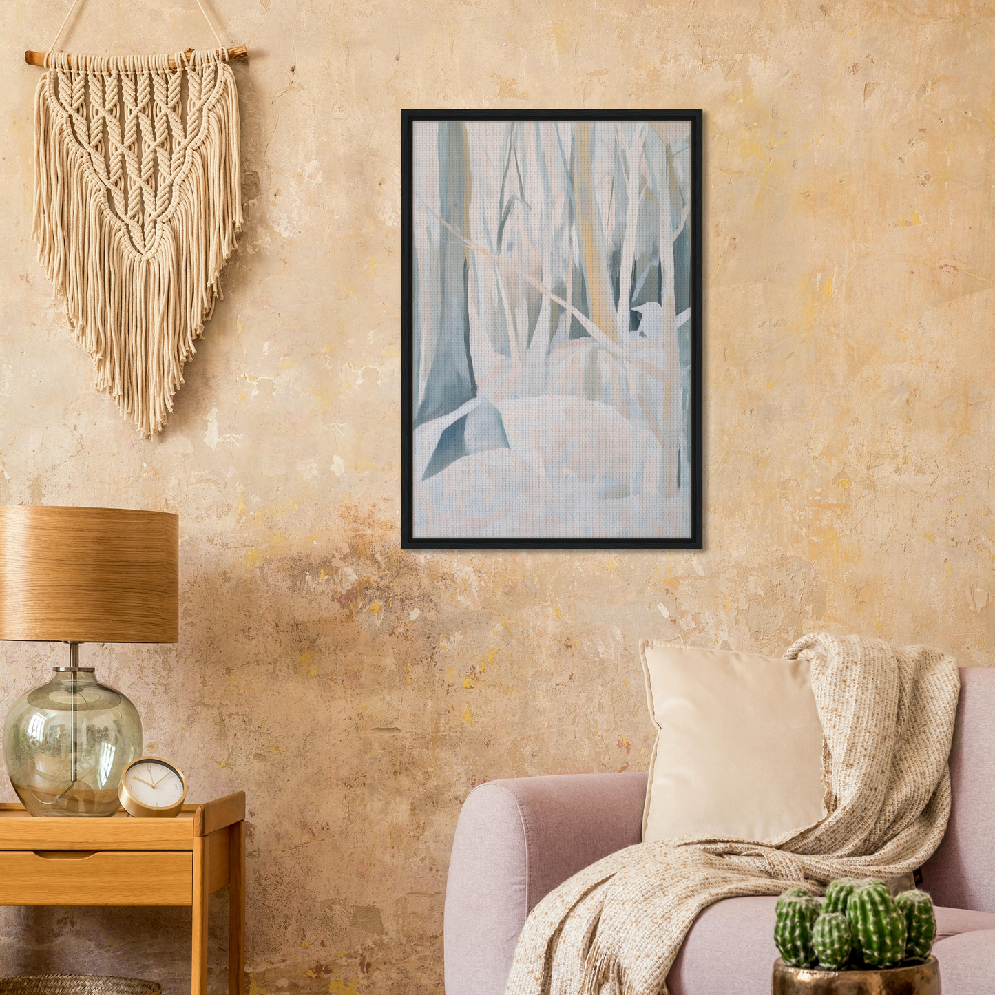 Framed painting of a snowy forest for Snowed Forest Dreams collection