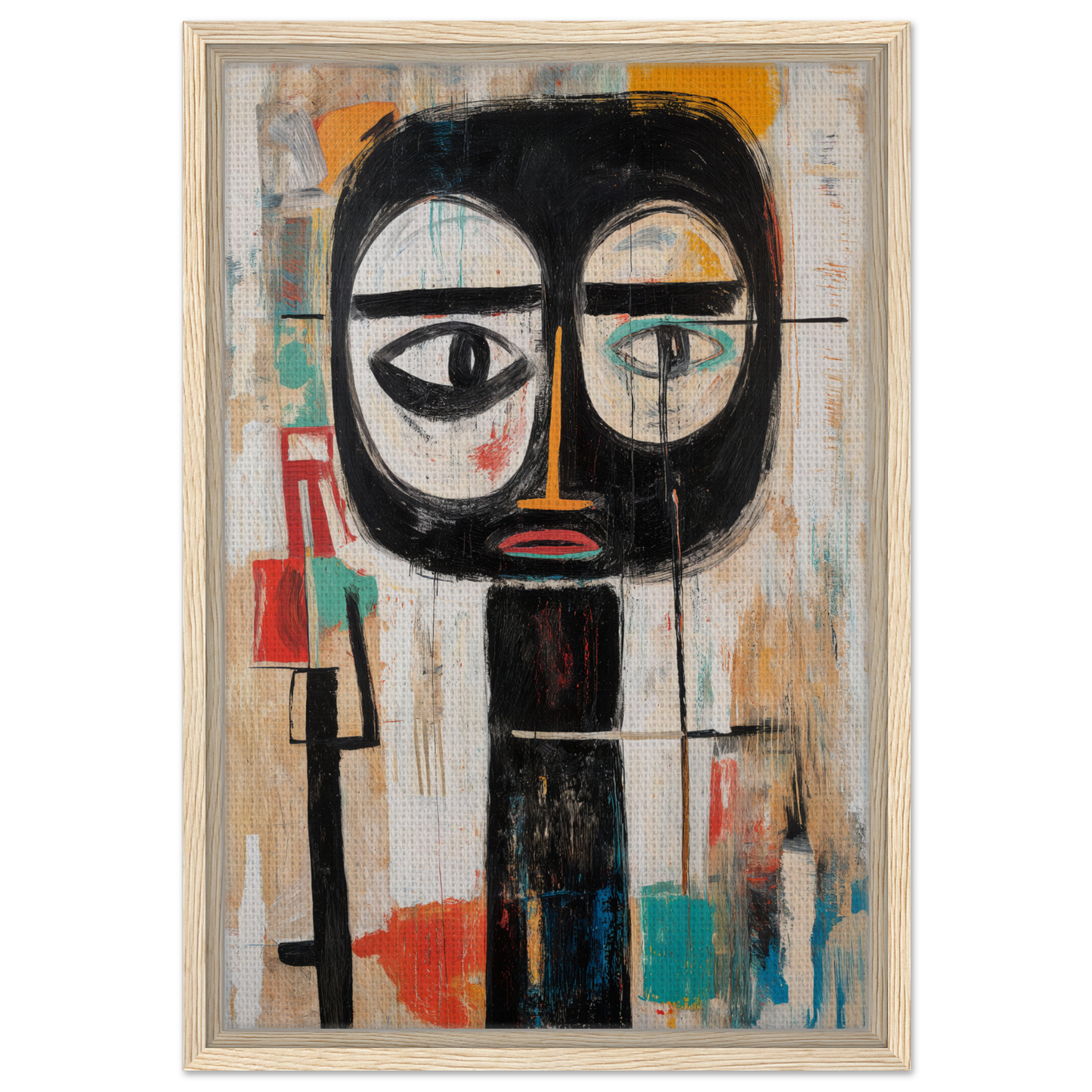 Abstract portrait of a black face symbolizing subconscious expression voyage on canvas