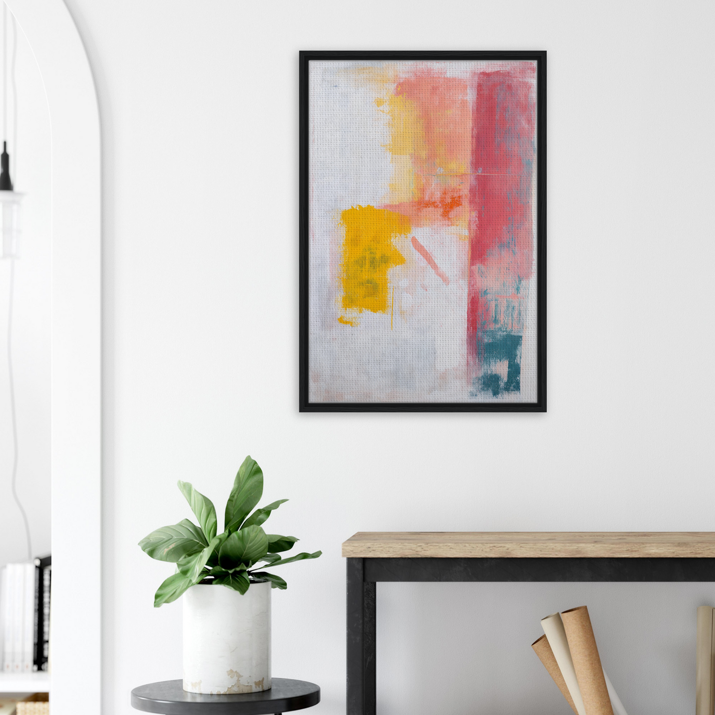 Abstract painting with vibrant colors in Subconscious Symphony Hue, a framed canvas art for room decor