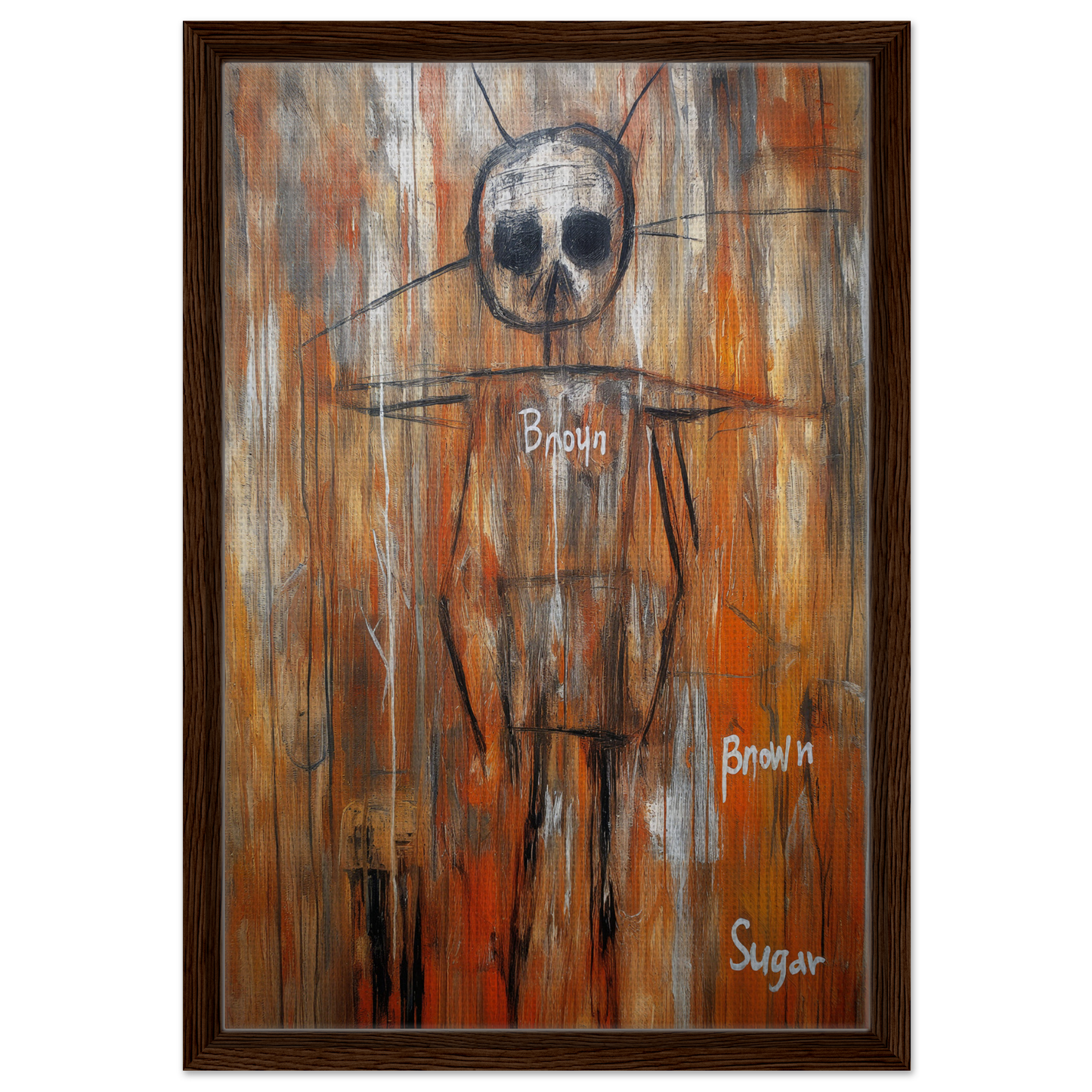 Stylized skeletal figure on textured background with Brain and Sugar in Sugar Skull Reverie