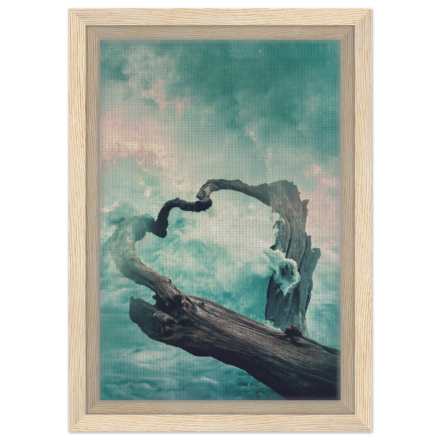 Surreal Drift Serenade artwork featuring a gnarled tree branch against a teal sky